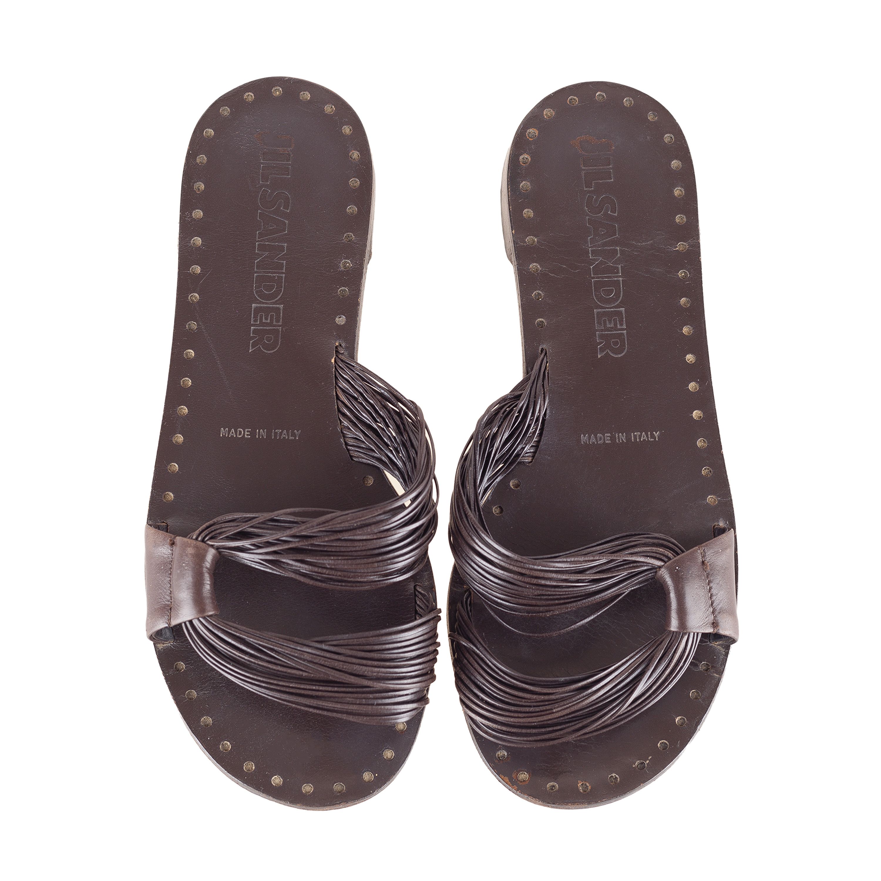 Jil Sander × Vintage JIL SANDER Brown Flat Sandals (36 EU) Size US 5 / IT 35 - 2 Thumbnail