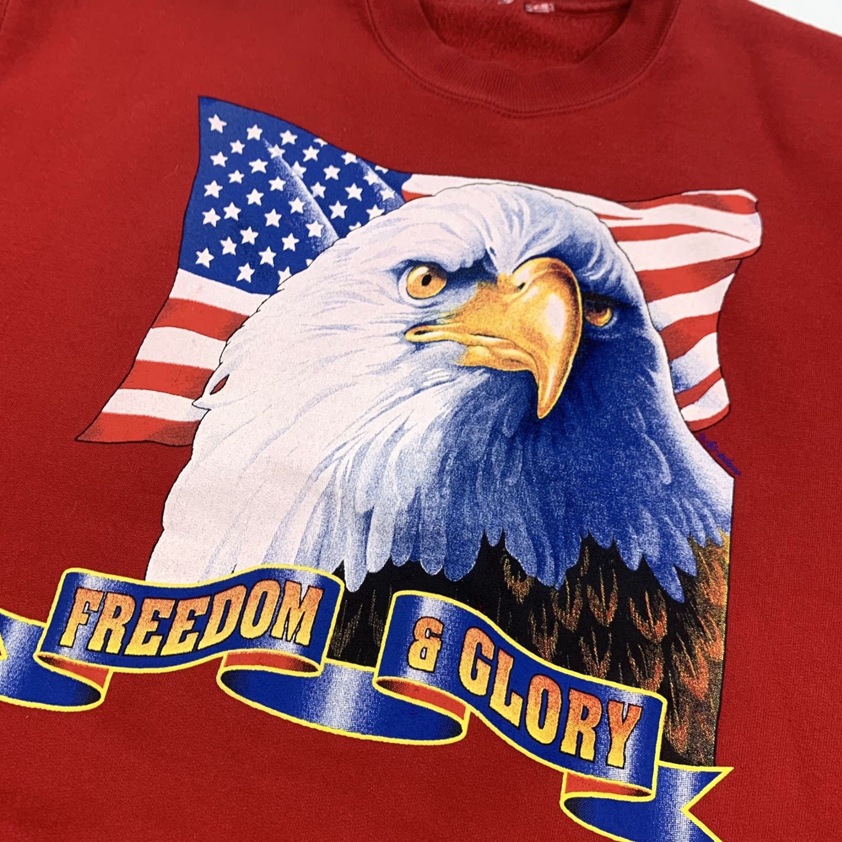 Vintage VINTAGE Freedom and Glory Eagle Sweatshirt Men Red USA Crewneck L Pullover Size US L / EU 52-54 / 3 - 2 Thumbnail