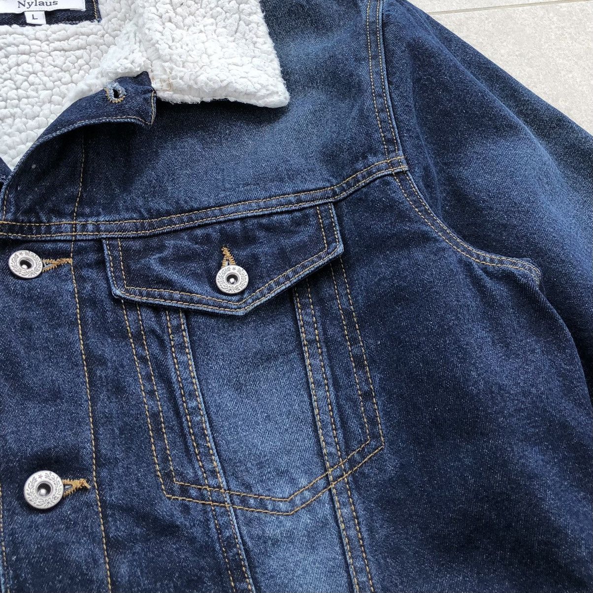 Japanese Brand Nylous Denim Sherpa Trucker Jacket Size US L / EU 52-54 / 3 - 6 Thumbnail