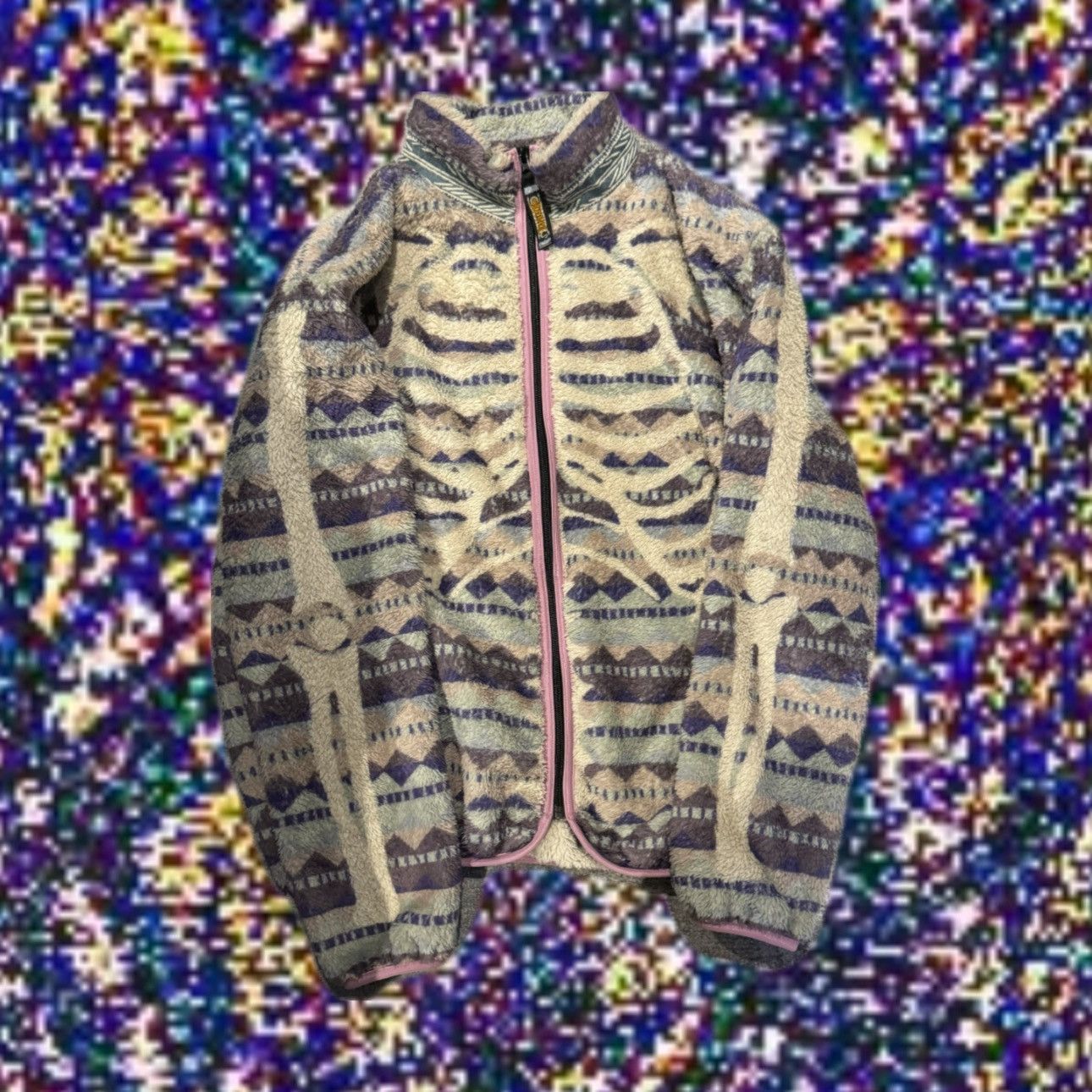 Pre-owned Kapital X Kapital Kountry Kapital Skeleton Zip Up Fleece Jacket In Multicolor
