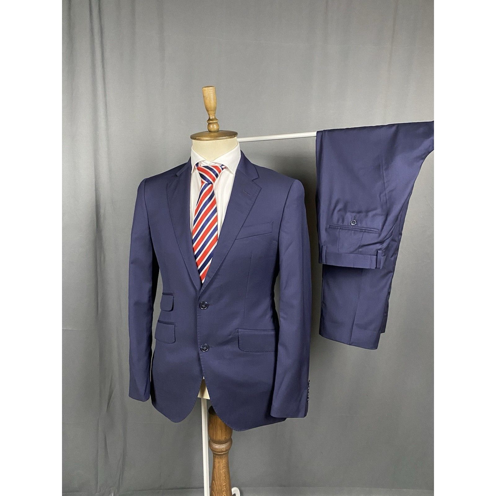 Hackett Hackett RECENT Men`s Blue Slim Fit Wool 2 Piece Suit Size 38 Size 38R - 2 Thumbnail