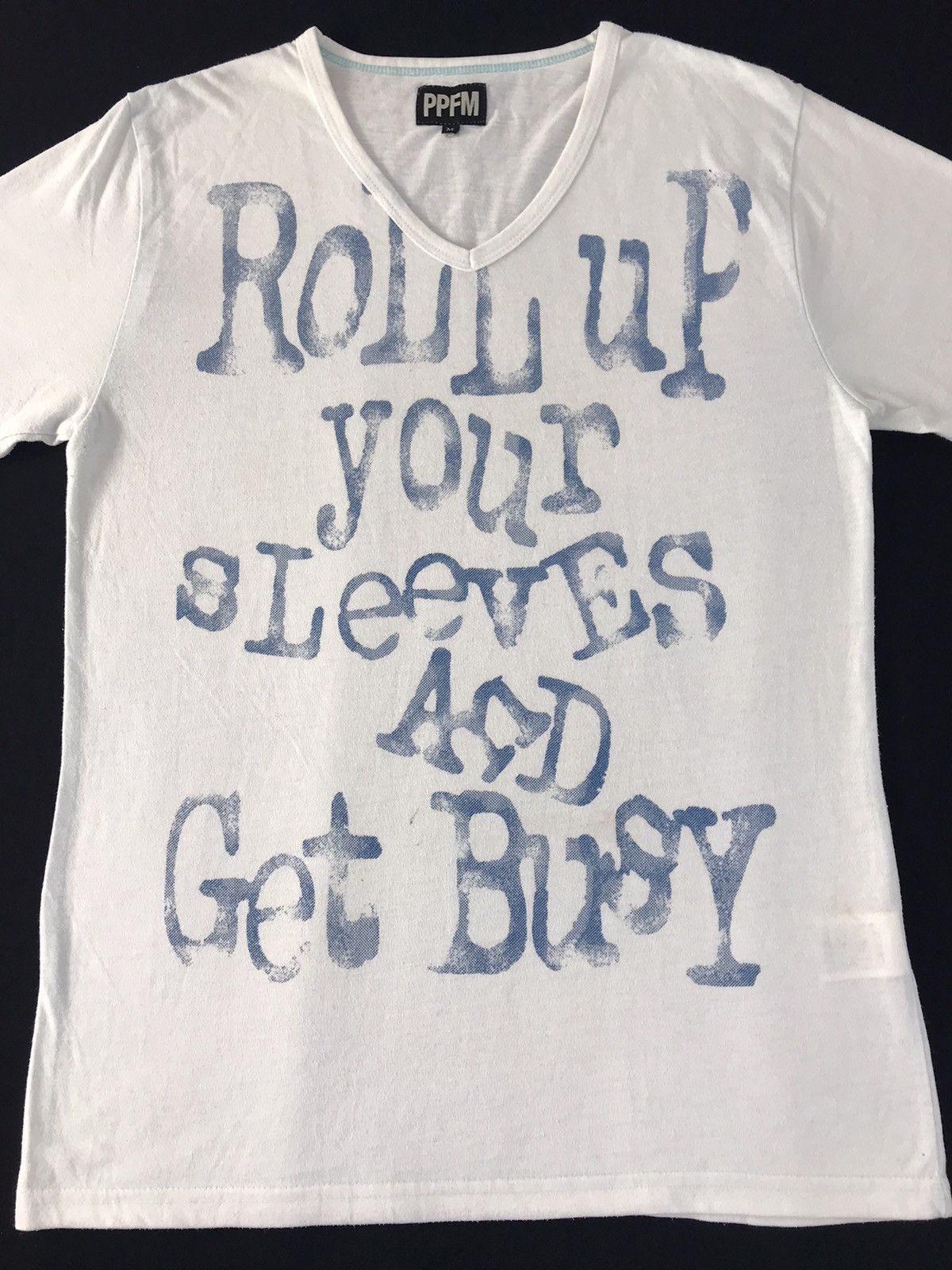 Japanese Brand Ppfm Roll Up Humor Quotes Deep V Neck Printed Tee Size US S / EU 44-46 / 1 - 3 Thumbnail