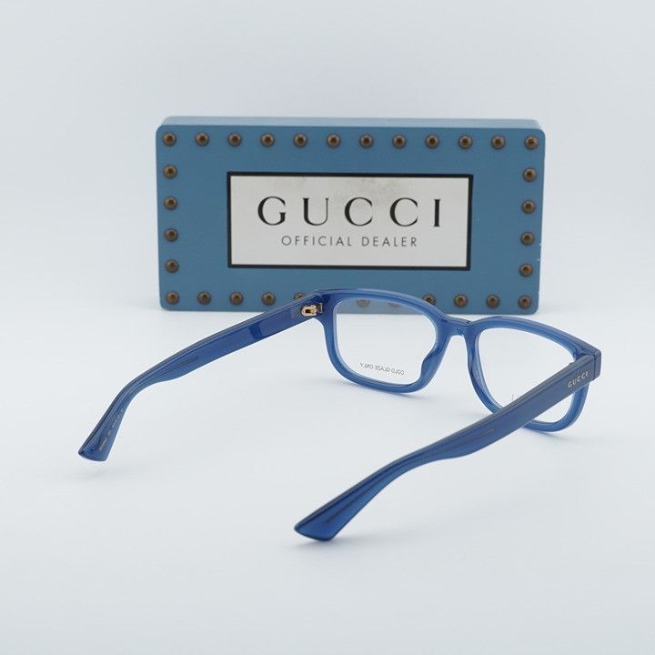 Gucci Gucci GG1584O 003 Men Eyeglasses Blue 53mm Rectangle Frame Size ONE SIZE - 7 Thumbnail