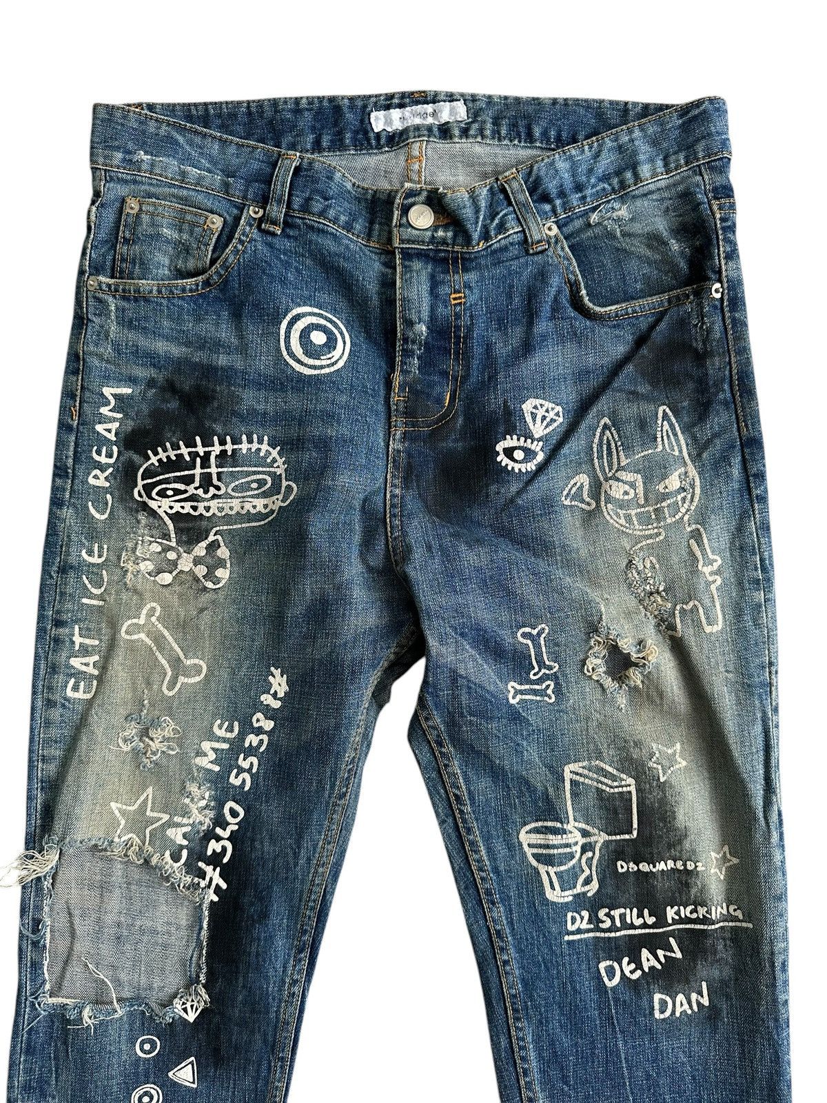 Hysteric Glamour ARCHIVE BRIDGE DISTRESSED WASHED JEANS SECTION PUNK STYLE Size US 31 - 3 Thumbnail