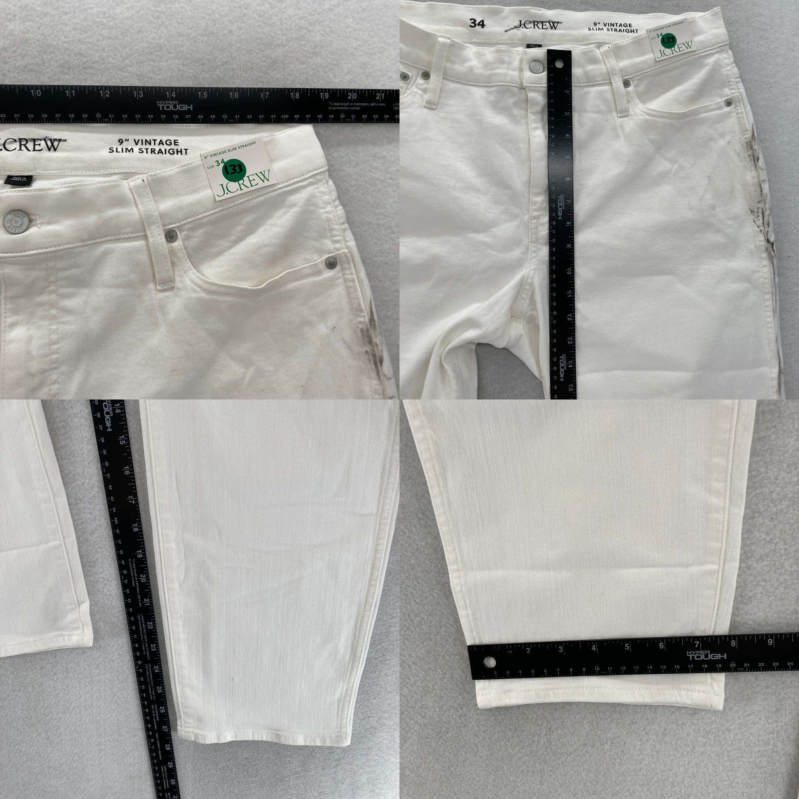 J.Crew J.CREW White Stretch Denim Slim Straight Jeans Women's Plus 34 High Rise Jeans Size 42" / US 20 - 9 Thumbnail