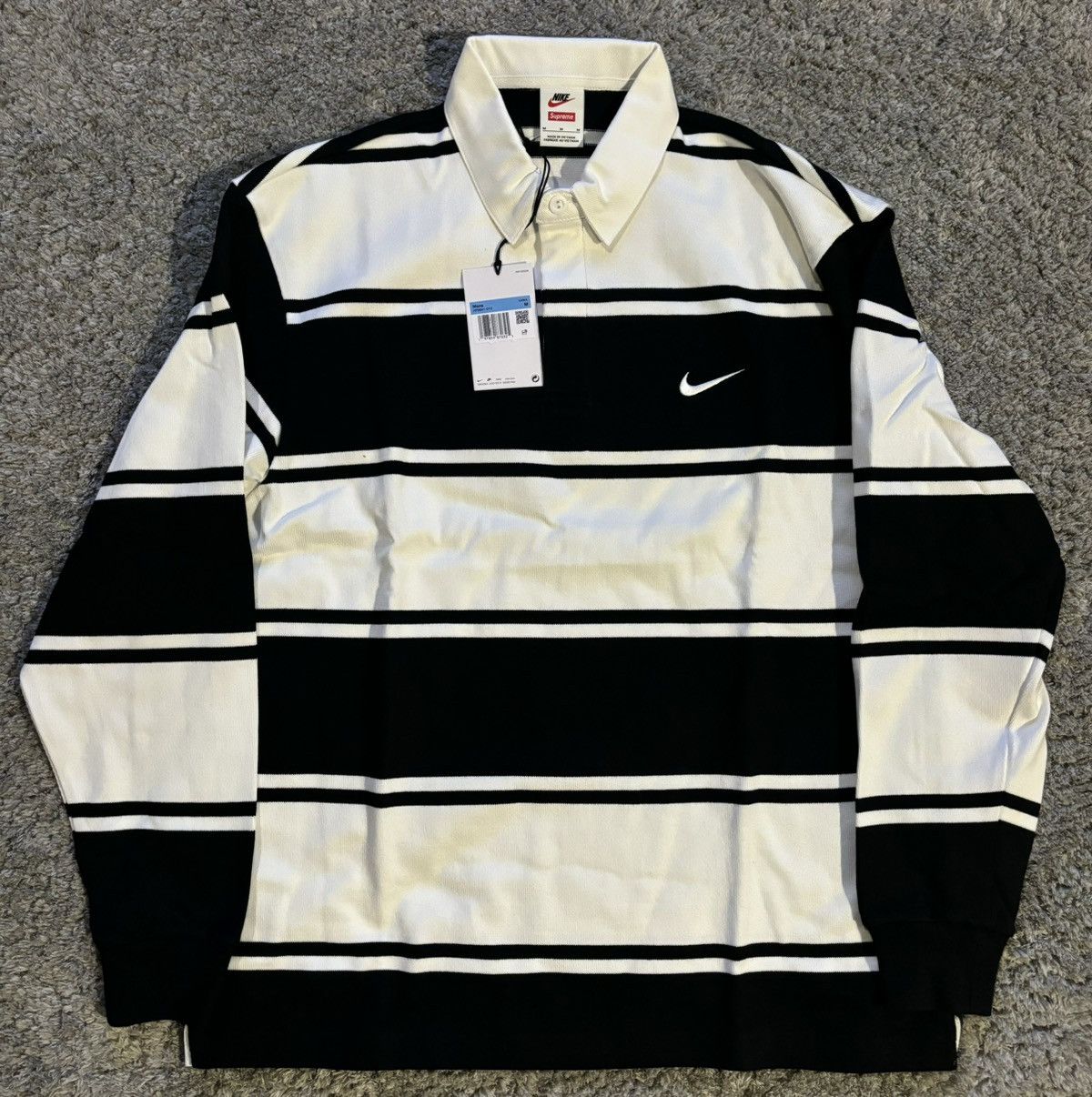 Nike × Supreme Supreme Nike Stripe Rugby Black Large | Grailed