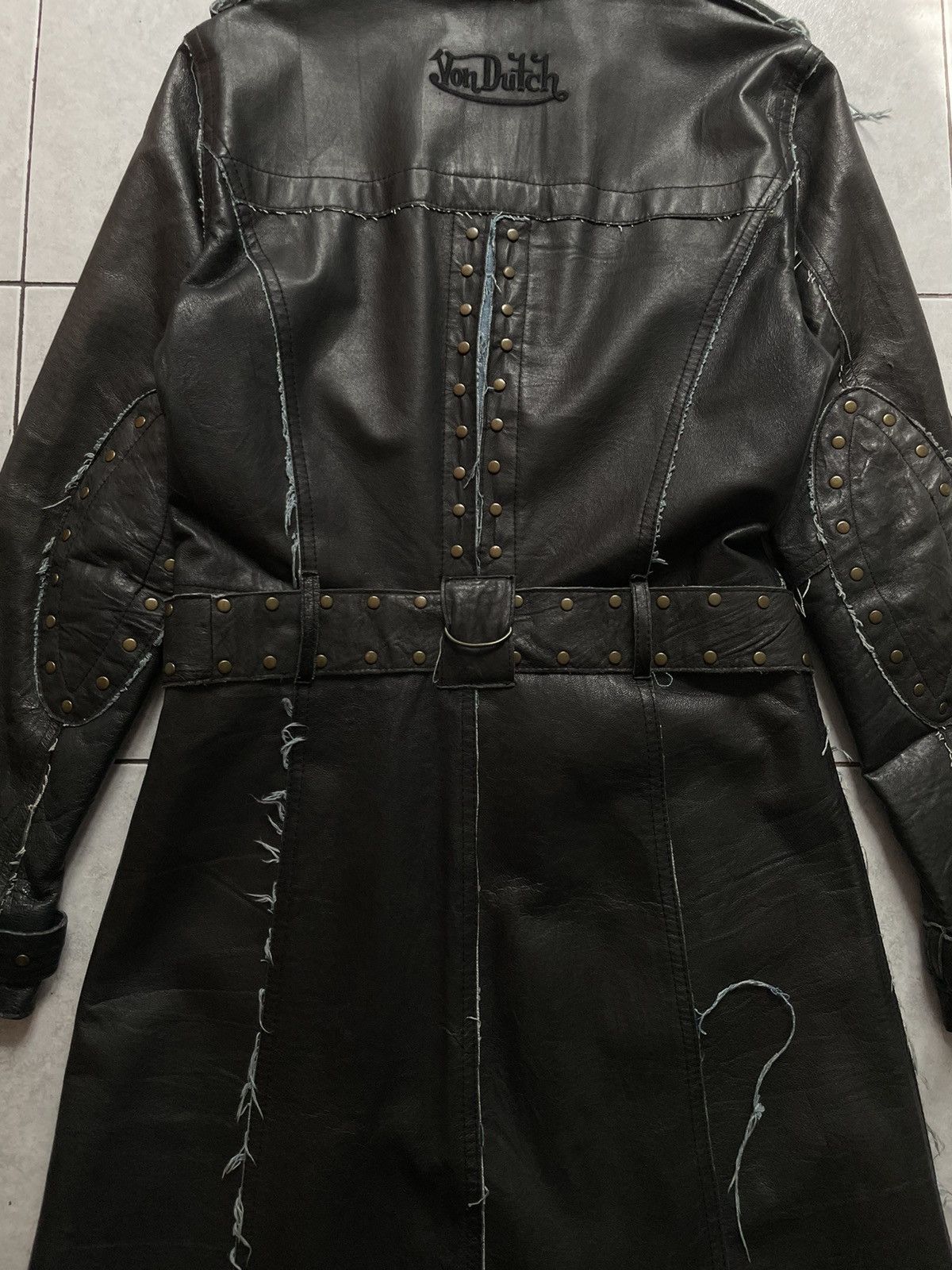 Leather Von Dutch Archive Leather Trench Coat Size S / US 4 / IT 40 - 11 Thumbnail
