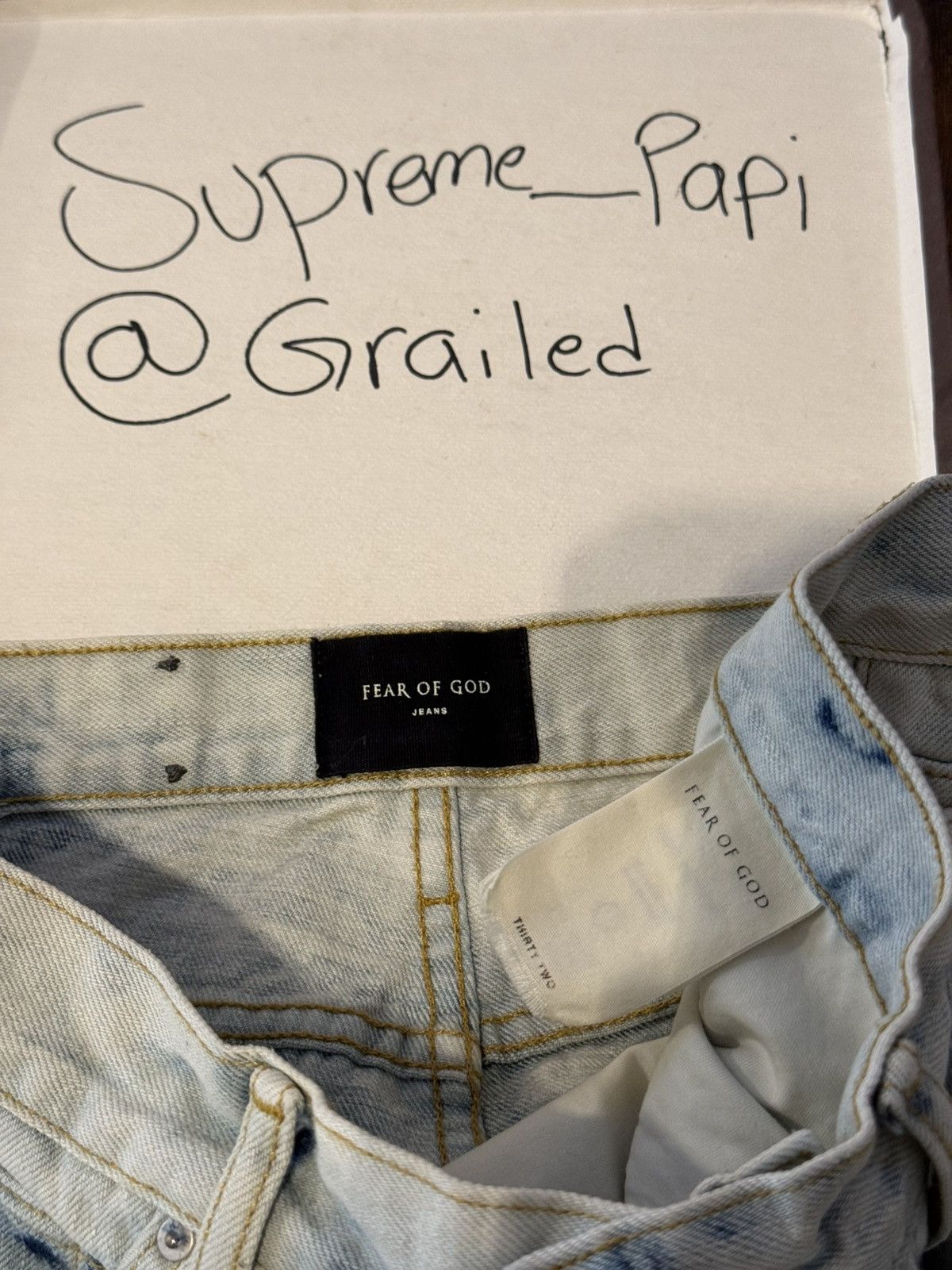 Fear of God 🔥Fear of God Blue Selvedge Inverted Holy Water Jeans SZ 32 Size US 32 / EU 48 - 9 Thumbnail