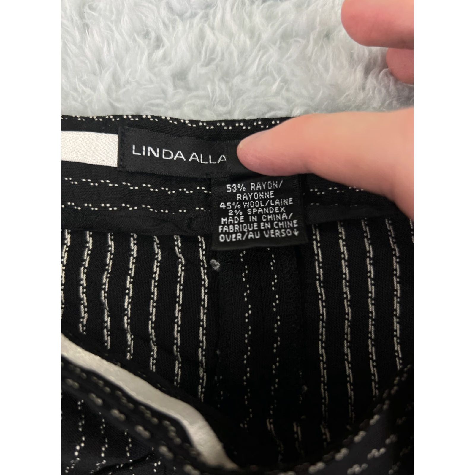Ellen Tracy Linda Allard Ellen Tracy Pants Womens 10 Black White Striped Wool Blend Size 32" / US 10 / IT 46 - 4 Thumbnail