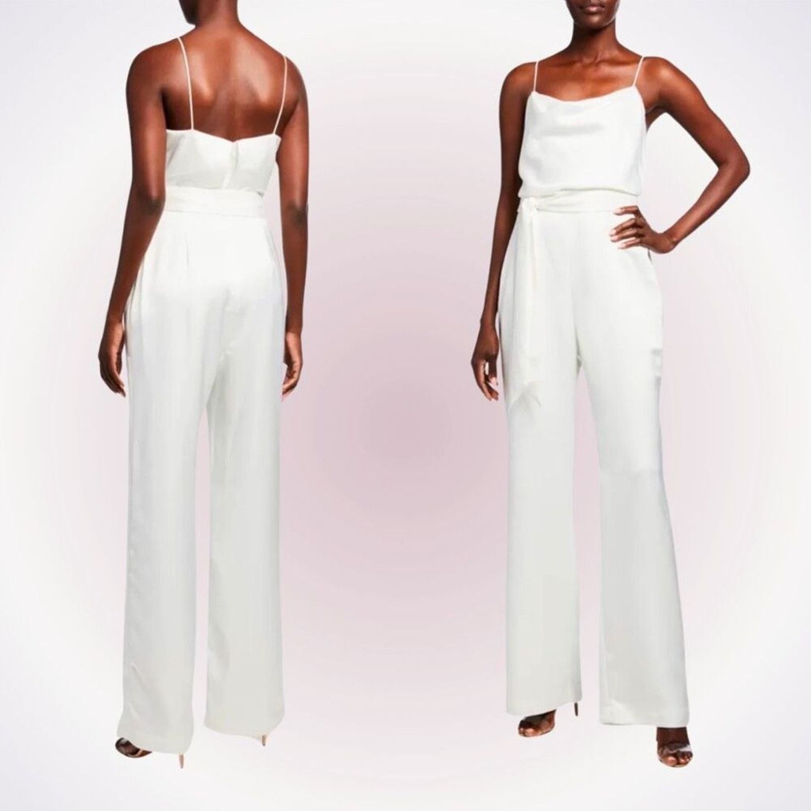 Parker Parker Black Aubrey Cowl-Neck Ivory Jumpsuit | Sz 4, NWT Size 27" / US 4 / IT 40 - 1 Thumbnail