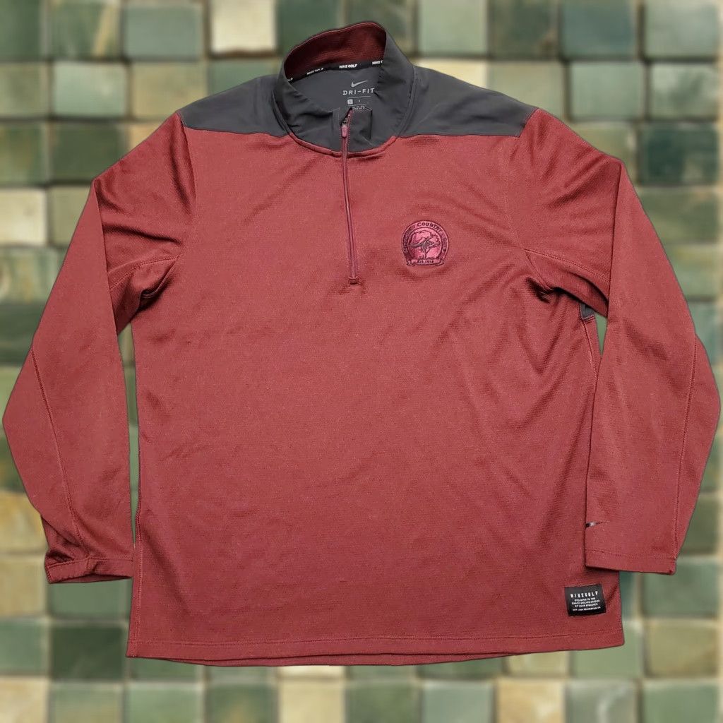 Nike NikeGolf Sweater Mens L Long Sleeve Dri-Fit 1/4 Zip Golf Casual Red Black Size US L / EU 52-54 / 3 - 1 Thumbnail