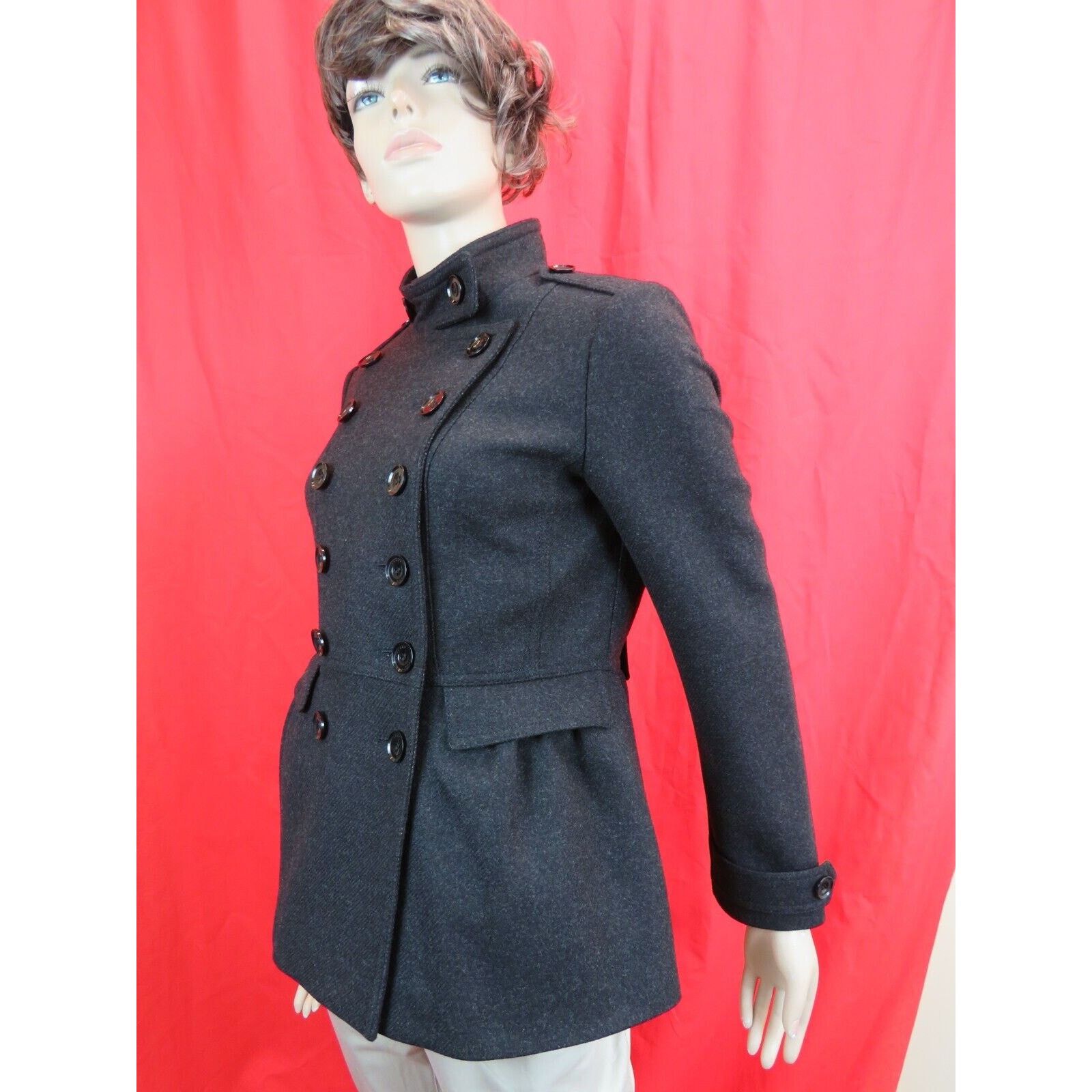 Burberry BURBERRY ADAMSLEIGH DARK GREY WOOL PEA COAT 12 14 46 Size XL / US 12-14 / IT 48-50 - 7 Thumbnail