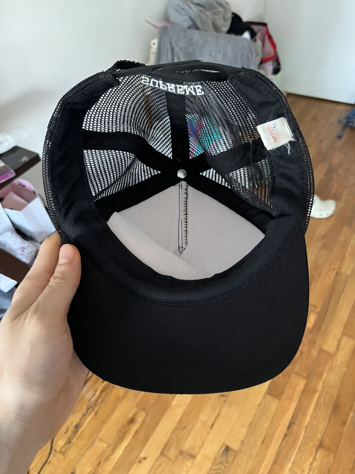 Supreme Supreme Repeat Mesh Back 5-Panel Black white logo monogram Size ONE SIZE - 6 Thumbnail