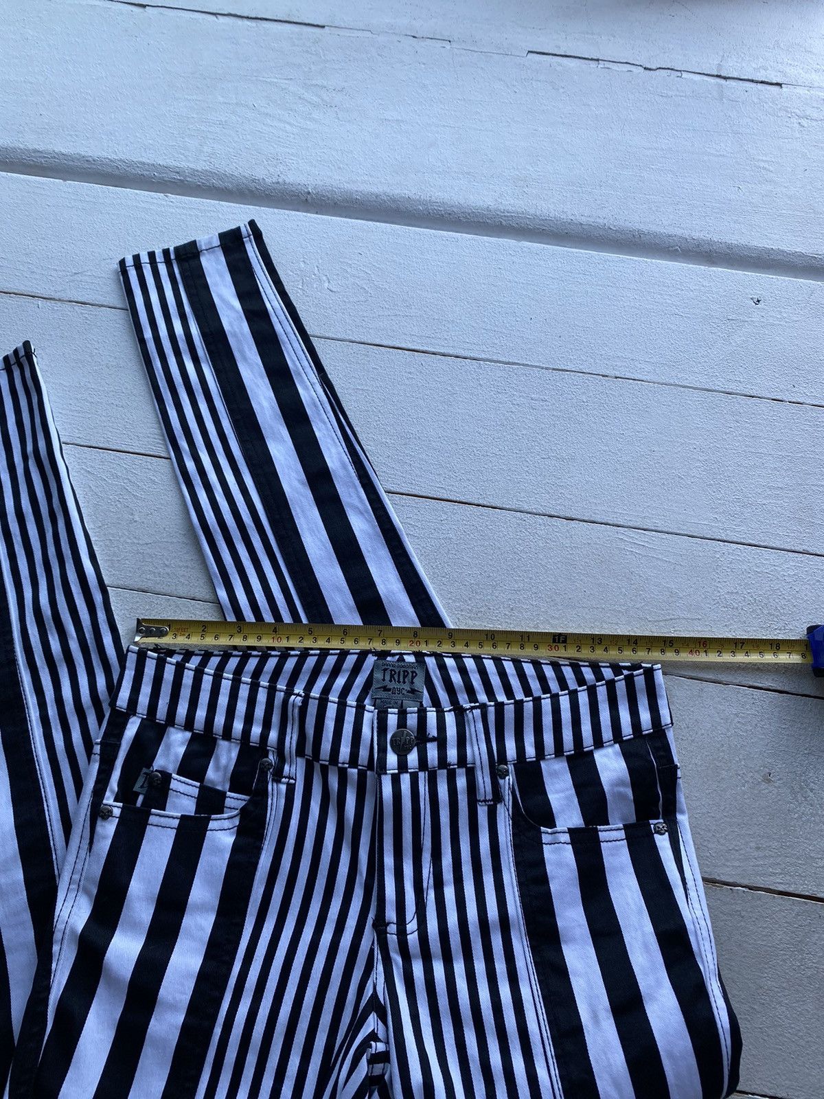 Tripp NYC 🔗Gothic Punk Opium Tripp NYC Black&White Wednesday Pants Size 27" / US 4 / IT 40 - 11 Thumbnail