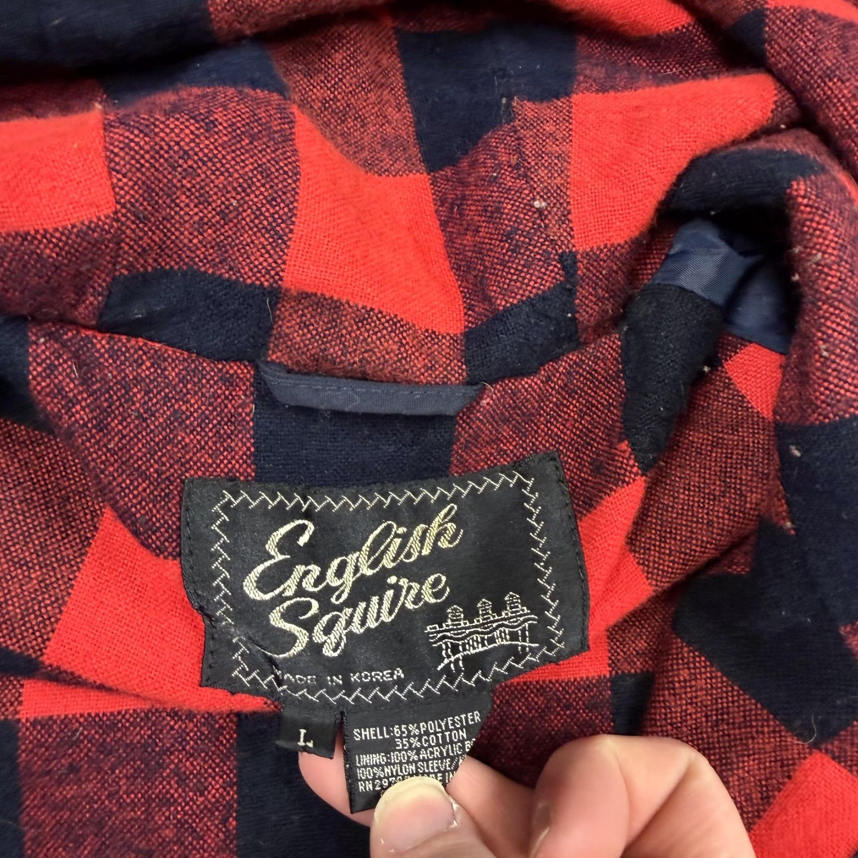 Vintage VINTAGE English Squire Coat Mens Large Black Hooded Parka Buffalo Plaid Lined Pockets Size US L / EU 52-54 / 3 - 4 Thumbnail