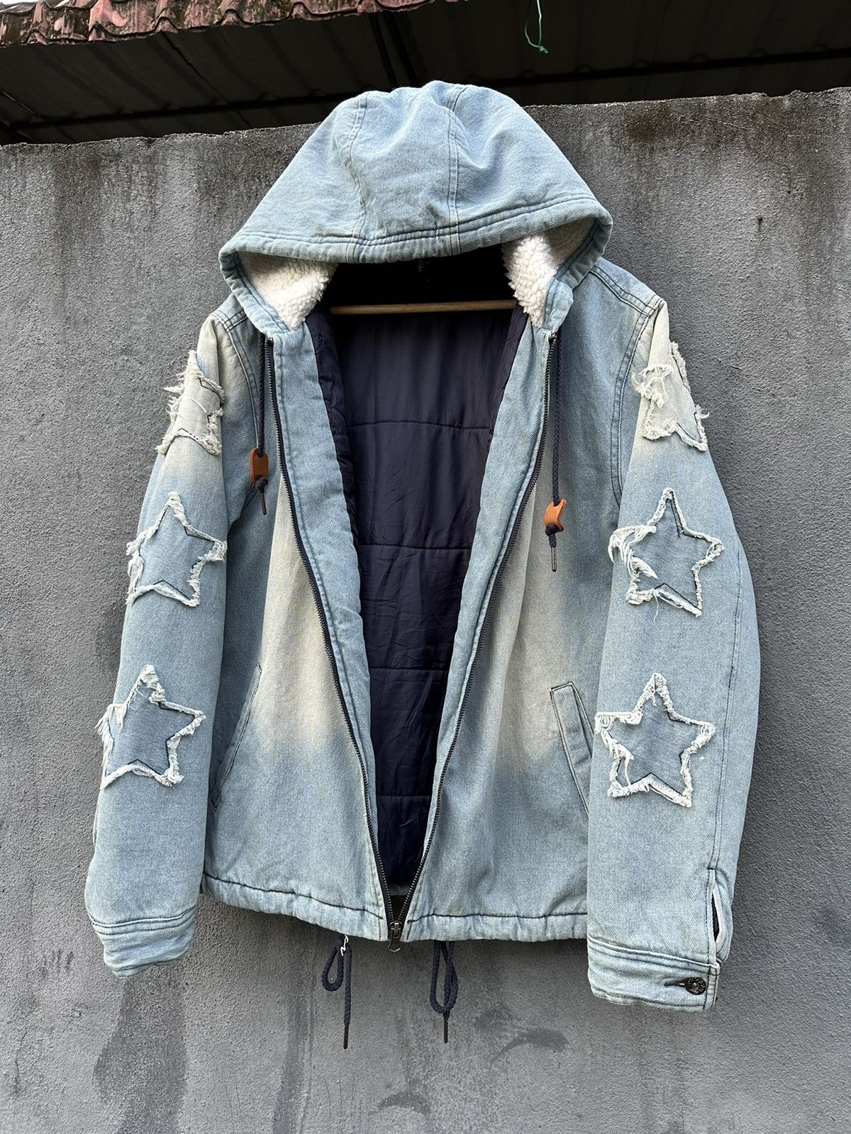 Vintage 👹Halham Fleece Hood Denim Bomber Jacket Size US L / EU 52-54 / 3 - 10 Thumbnail