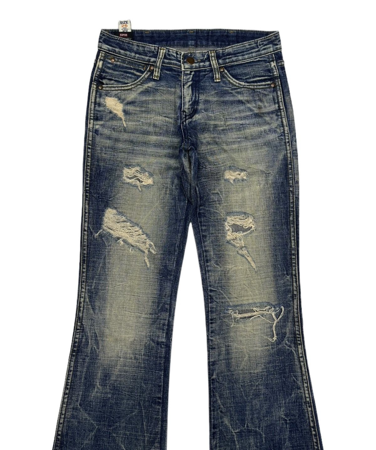 45rpm × Japanese Brand FLARE JEANS 5PM DISTRESSED FLARE DENIM JEANS Size 27" / US 4 / IT 40 - 5 Thumbnail