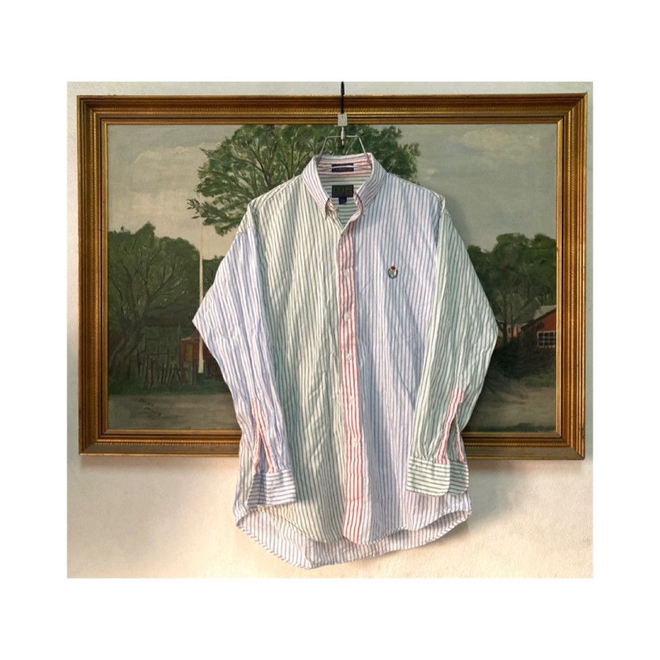 Chaps Ralph Lauren Vtg CHAPS By Ralph Lauren Pin Striped Color Block B.D Shirt Size US M / EU 48-50 / 2 - 2 Thumbnail