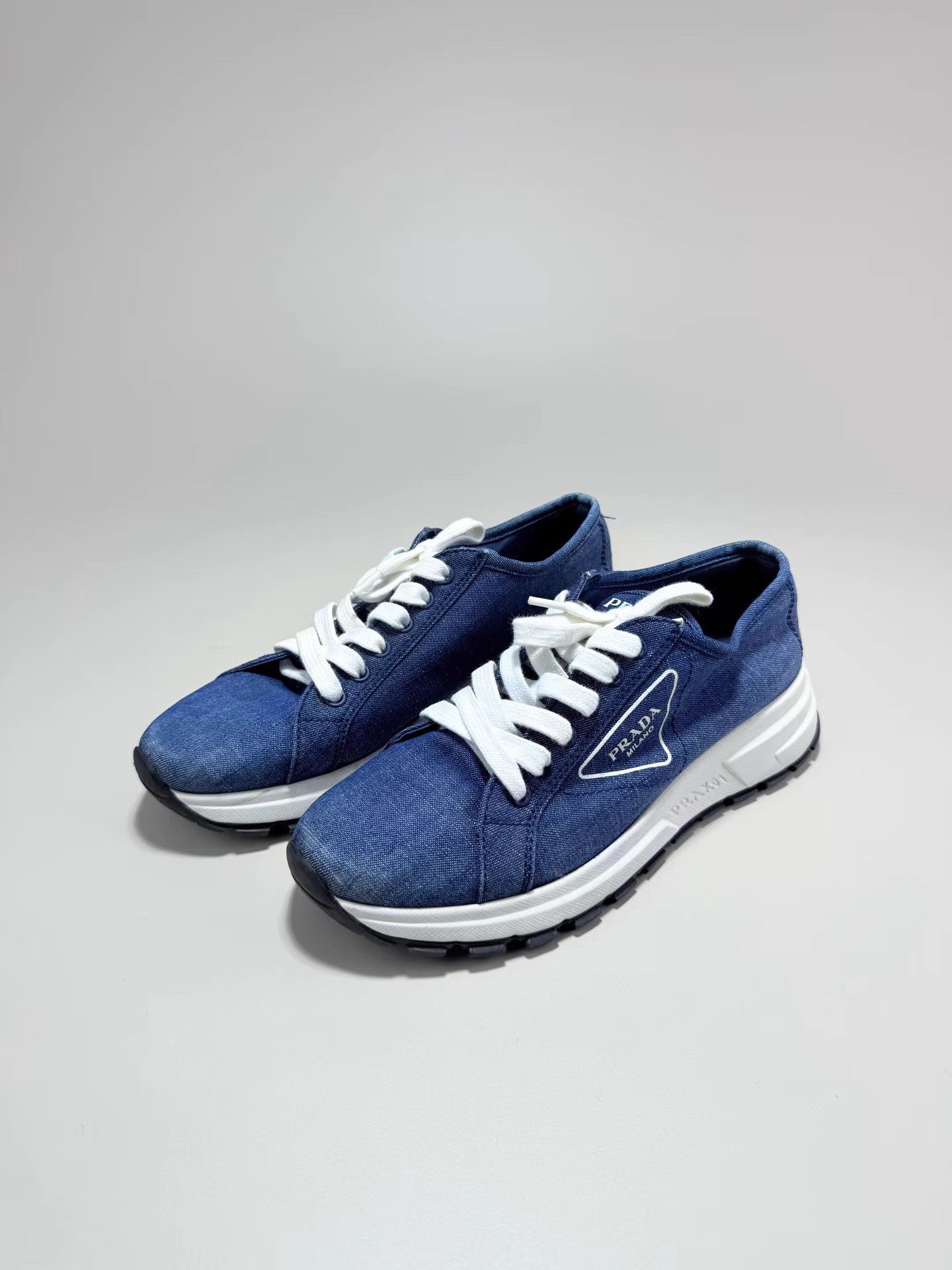 Prada PRADA Denim Triangle Logo Sneakers K1 Size US 8 / IT 38 - 1 Thumbnail