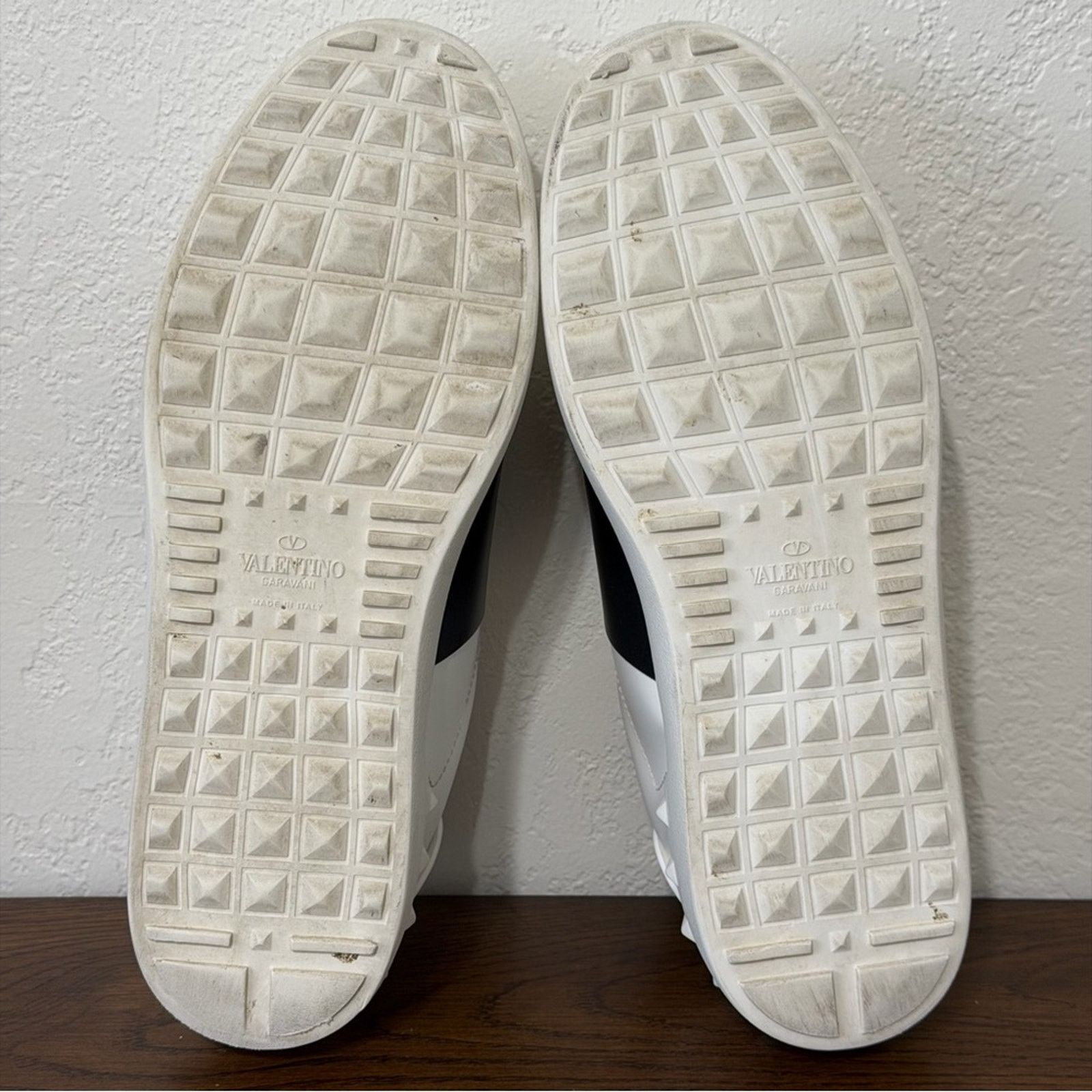 Valentino Rockstud Open Leather Sneakers IT 44.5 White Black Shoes Size US 11.5 / EU 44-45 - 10 Thumbnail