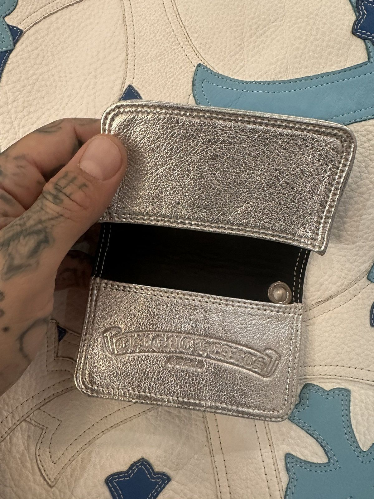 Chrome Hearts CHROME HEARTS NEW SILVER LEATHER WALLET CARD HOLDER Size ONE SIZE - 9 Thumbnail