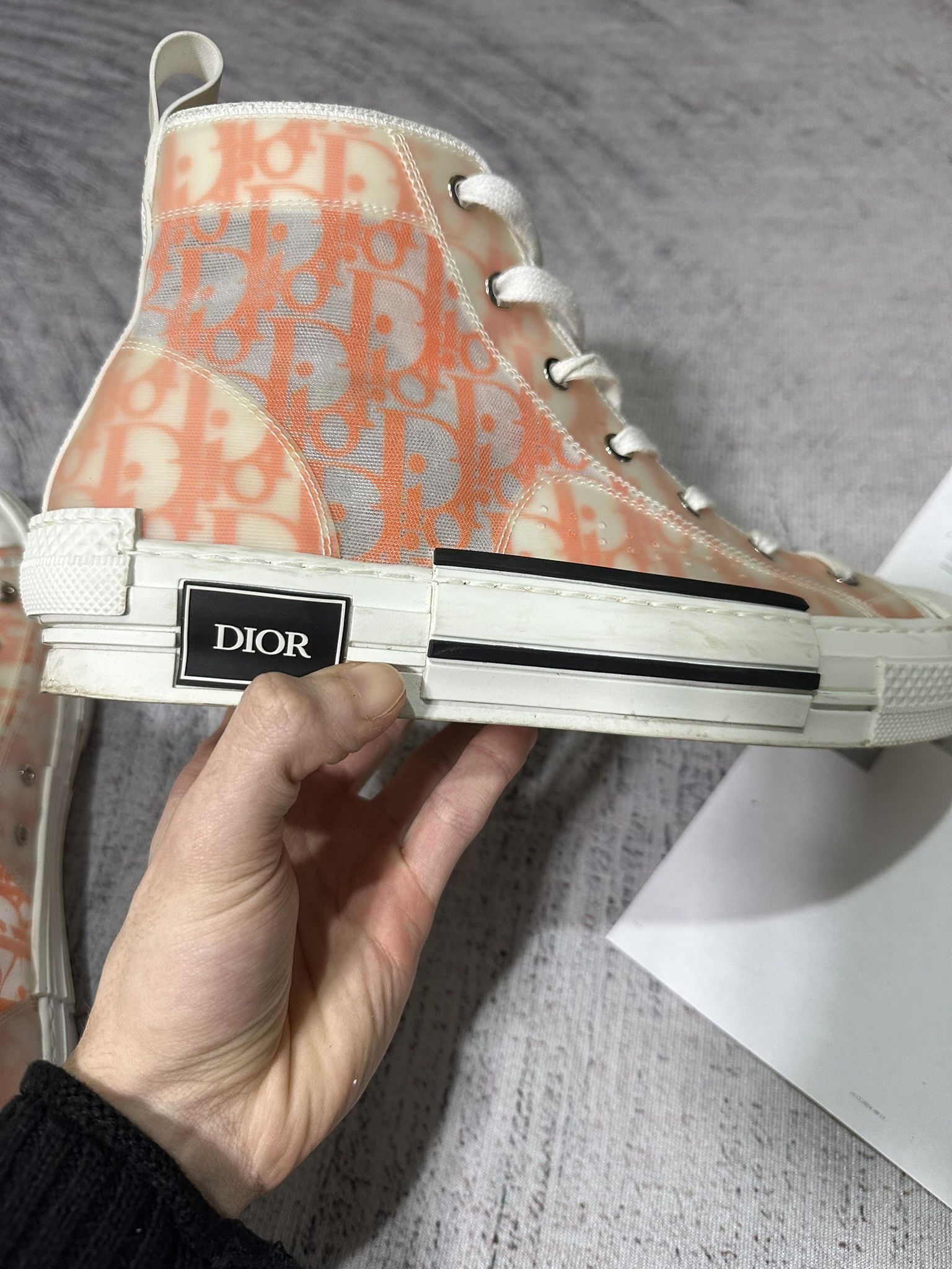Dior Dior B23 High-top Oblique Sneakers Canvas Orange Monogram Size US 9.5 / EU 42-43 - 16 Thumbnail