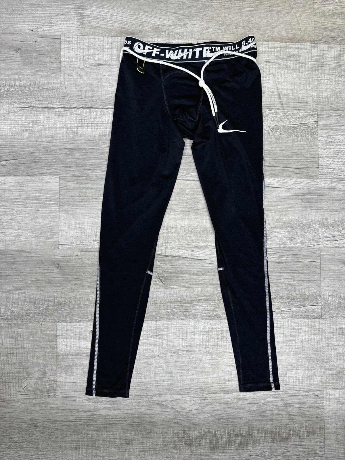 image of Off-White X Nike Pro Dri-Fit Running Tights in Black, Men's (Size 26)