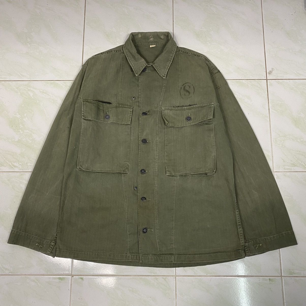 Vintage 🔥TRUE VINTAGE 40’s 13 STARS BUTTON HBT JACKET MILITARY USN Size US M / EU 48-50 / 2 - 23 Thumbnail