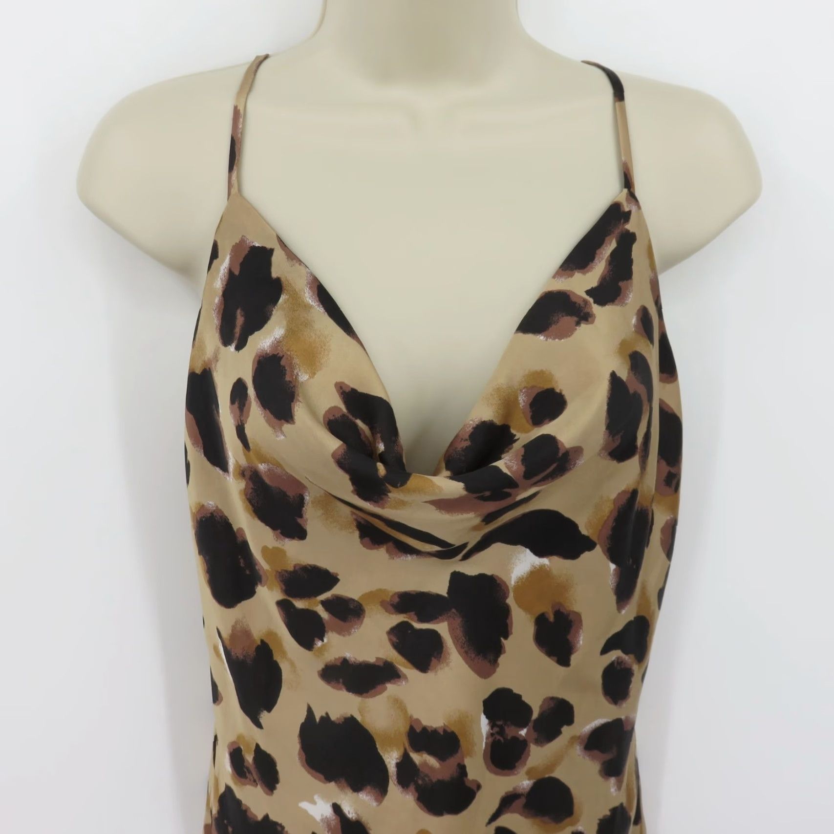 Forever 21 FOREVER 21 Juniors Small Leopard Cheetah Animal Print Cowl Sleeveless Dress Y2K Shirt Dress WomensXS Size S / US 4 / IT 40 - 2 Thumbnail