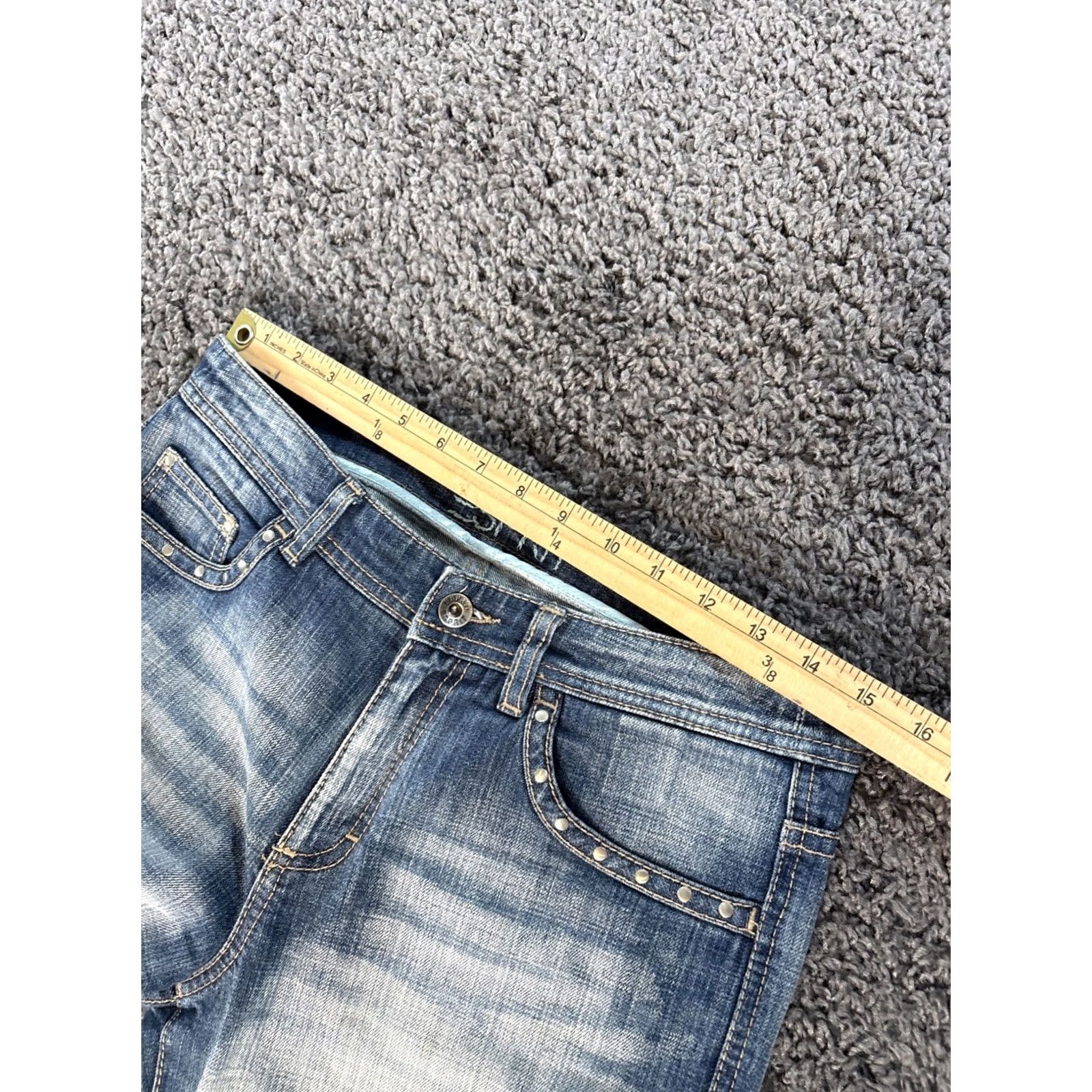 Esprit VINTAGE Esprit Bootcut Pants 30x30 Blue Low Rise Grunge Light Wash Studded Moto 90s Womens Pants Size 30" / US 8 / IT 44 - 4 Thumbnail