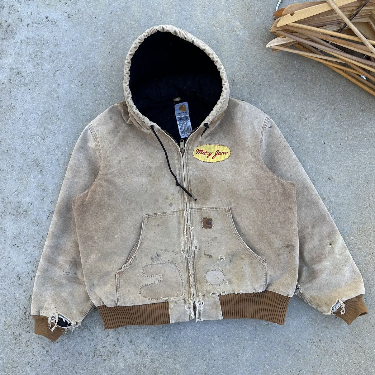 Carhartt VTG 2007 Carhartt Hooded Repaired Canvas Work Jacket Size US L / EU 52-54 / 3 - 1 Thumbnail