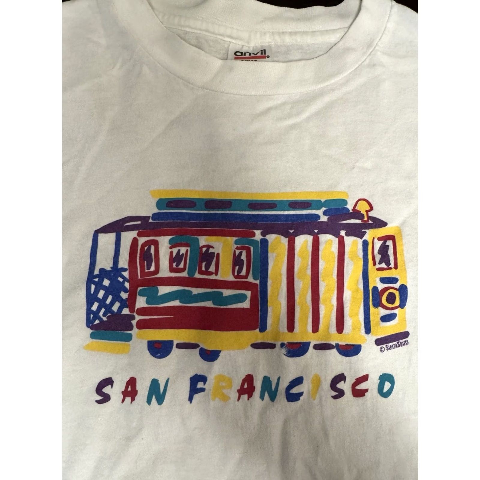 Anvil VINTAGE San Francisco Cable Car Shirt Size XL White Short Sleeve See Pics Size US XL / EU 56 / 4 - 2 Thumbnail