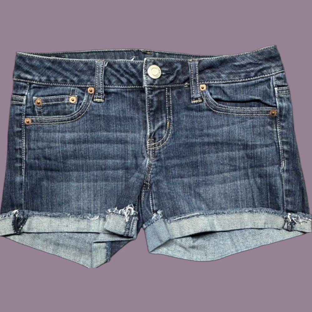 American Eagle Outfitters American Eagle Shorts Womens 2 Denim Distressed Stretch Cuffed Casual Summer Womens Size 26" / US 2 / IT 38 - 1 Thumbnail