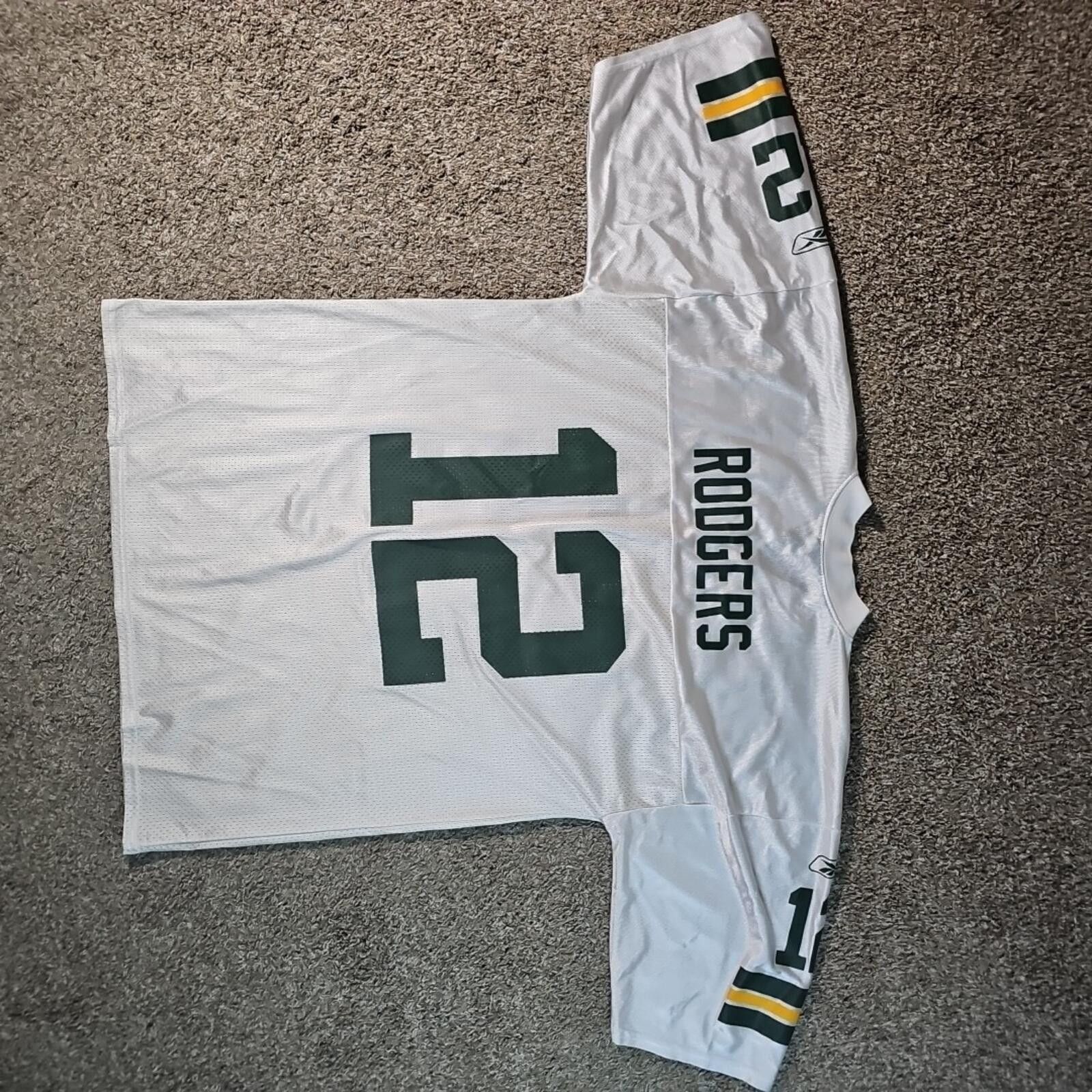 Reebok Reebok L White Green Bay Packers Jersey Size ONE SIZE - 7 Thumbnail
