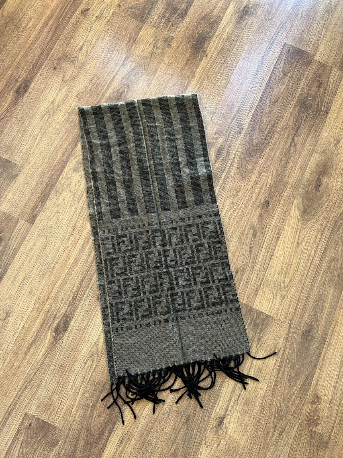 Fendi Fendi Monogram Fringe Scarf — Brown / Made in Italy Size ONE SIZE - 3 Thumbnail