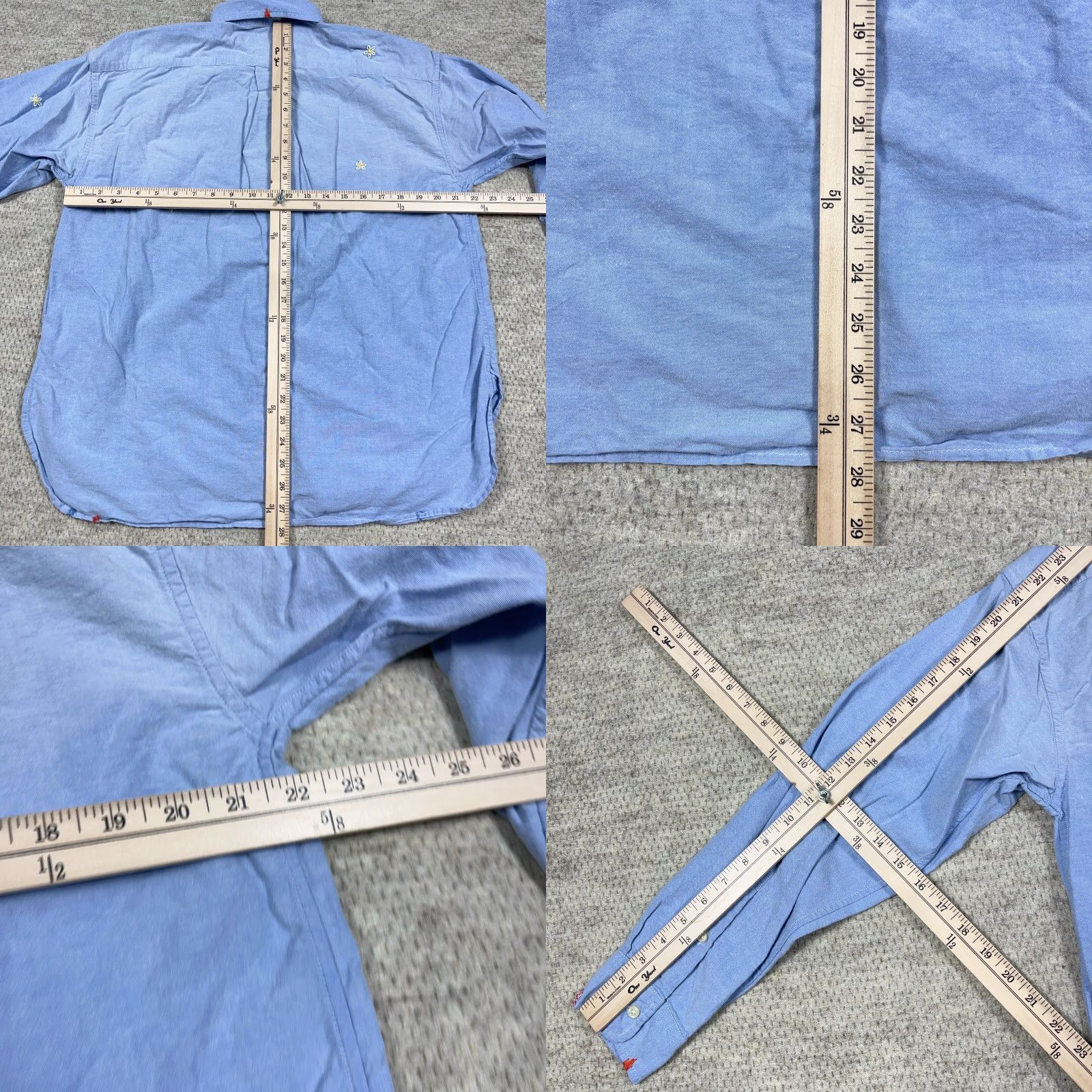 Polo Ralph Lauren VINTAGE Polo Ralph Lauren Shirt Men Small 14 Blue Button Up Patch Work Embroidered Faded Size US S / EU 44-46 / 1 - 9 Thumbnail