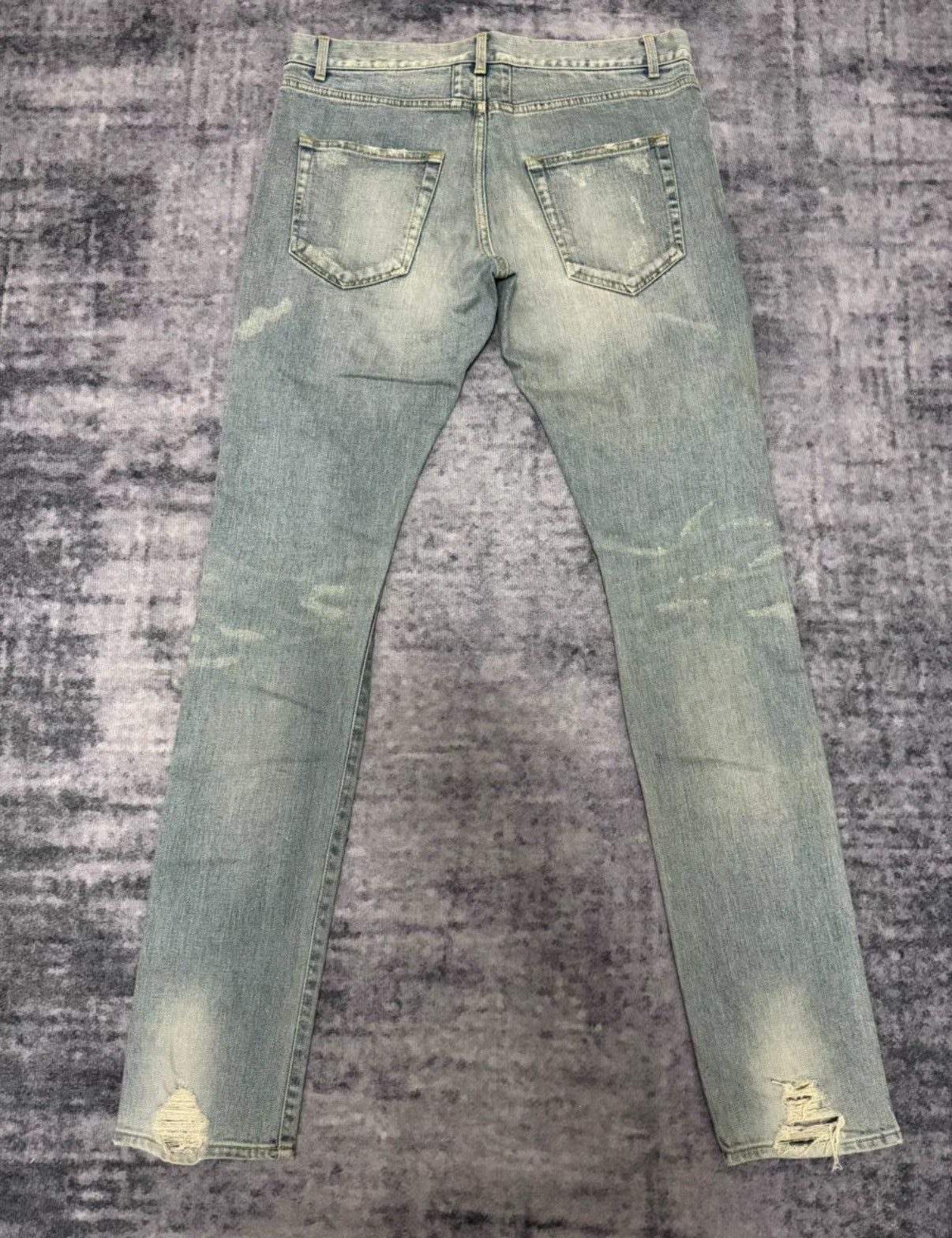 Saint Laurent Paris SLP 14SS Distressed"Cat Paw"Heavy Destroyed Blue Denim Jeans Size US 32 / EU 48 - 2 Thumbnail