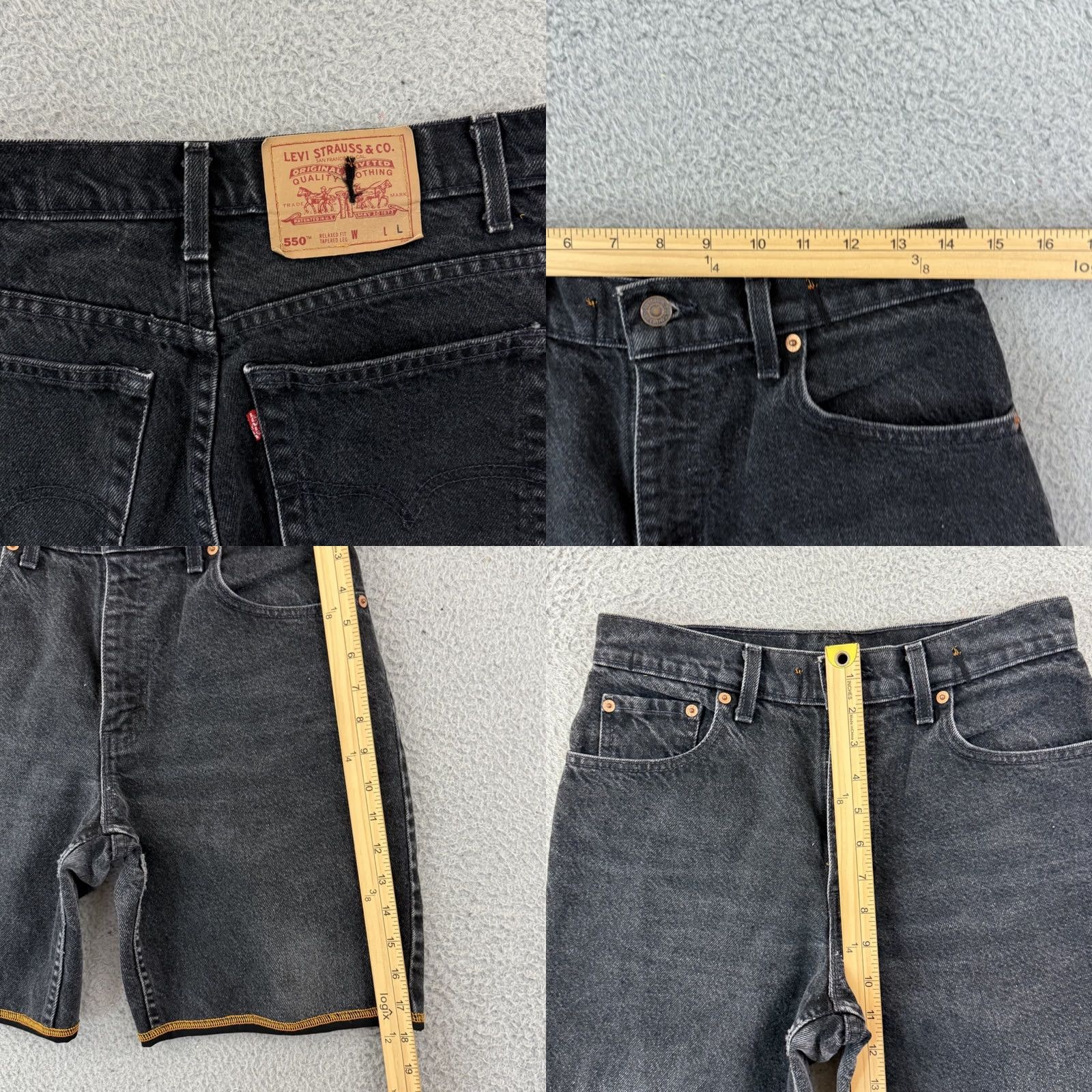 Levi's VINTAGE Levi's 550 Jean Shorts Womens 9 Black Relaxed Baggy 90s Loose Biker 8" Jeans Shorts 29 in Waist Mens Girls Womens Size 30" / US 8 / IT 44 - 8 Thumbnail