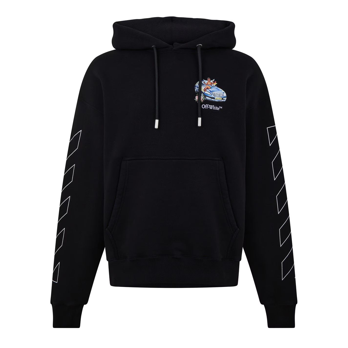 Off-White o1g2r1mq0226 Fresco Pull Over Hoodie In Black Size US L / EU 52-54 / 3 - 1 Thumbnail