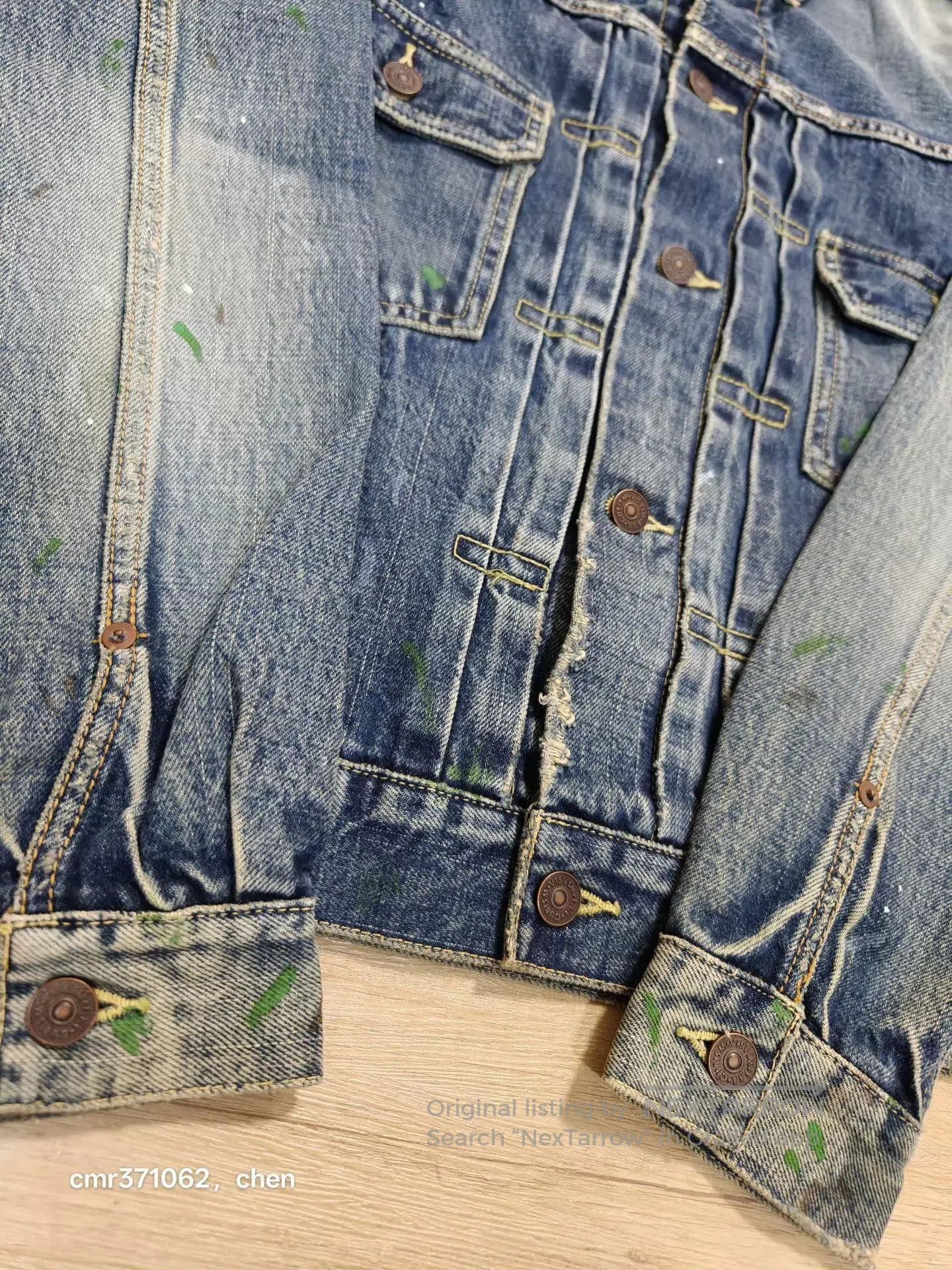 Visvim Blue Denim Jacket with Paint Splatter Details. Size US M / EU 48-50 / 2 - 6 Thumbnail