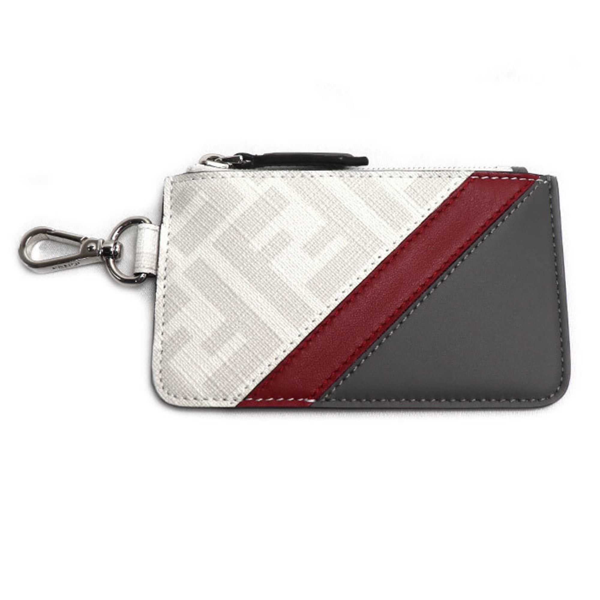 Fendi FENDI Zucca Business Card Case, Wallet, Coin Gray, White, Red, 7M0343, Men's Size ONE SIZE - 1 Thumbnail