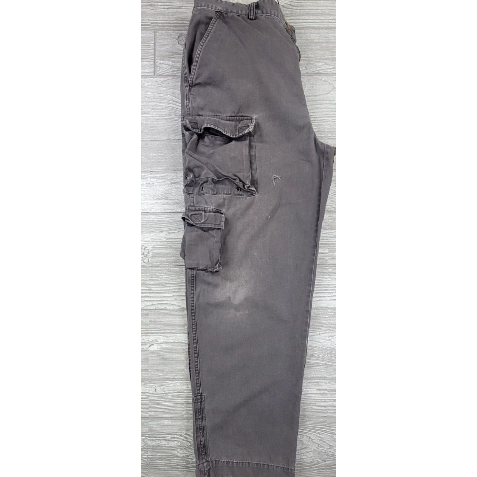 Tommy Hilfiger VINTAGE Tommy Hilfiger Gray Cargo Pants 36x31 Chino Baggy Workwear Jeans - Mens Size US 36 / EU 52 - 3 Thumbnail