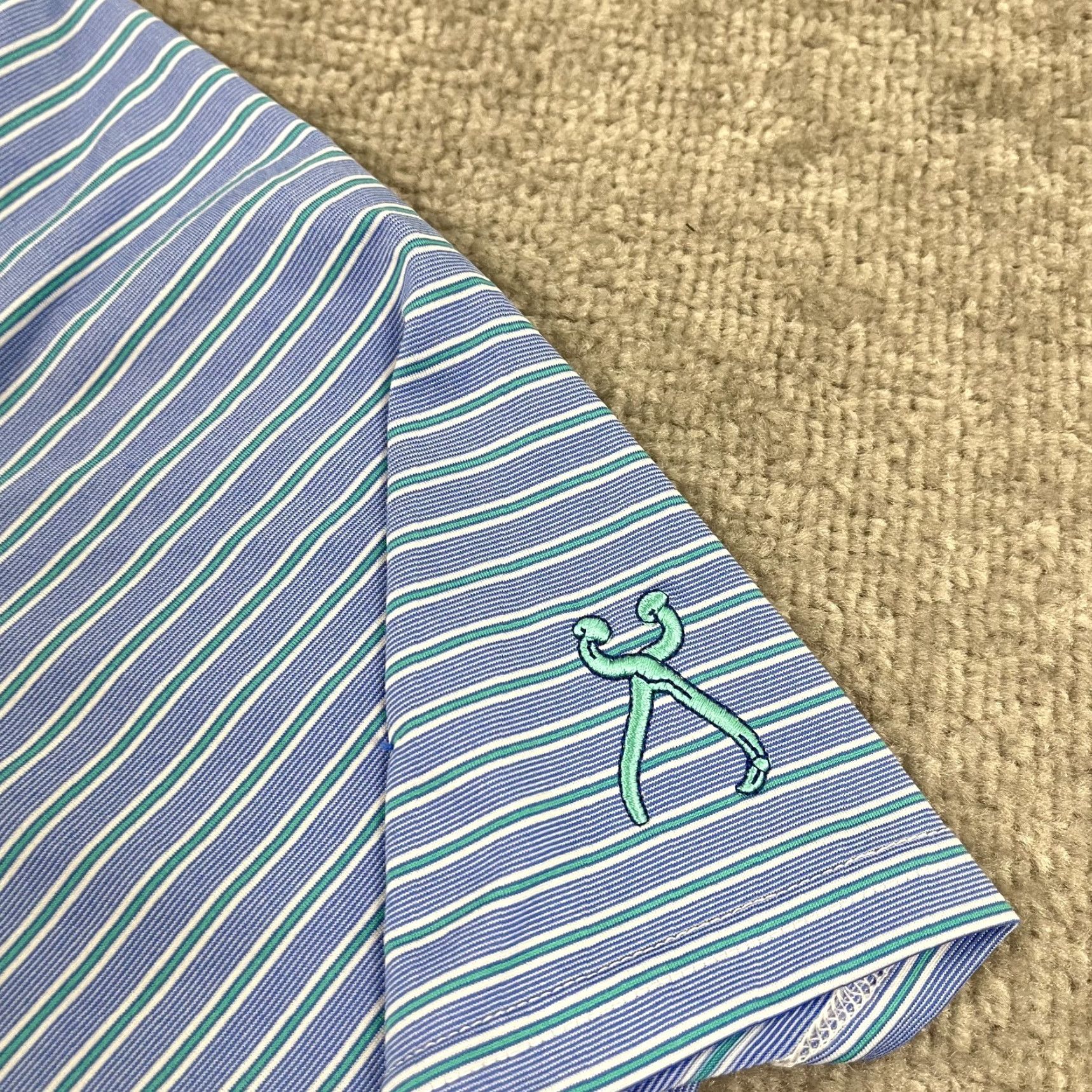 Vintage Holderness & Bourne Polo Shirt Men XL Blue Striped Golf Performance Preppy Sport Size US XL / EU 56 / 4 - 2 Thumbnail