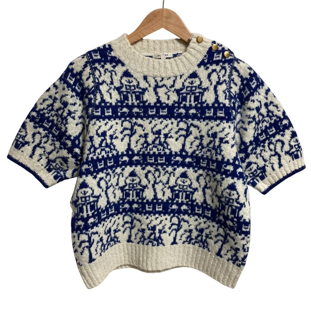 Other Other BLAMINK Jacquard Crew Neck Short Sleeve Sweater Textile Tops 7918-106-0109 DUTY FREE for USA Size ONE SIZE - 1 Thumbnail