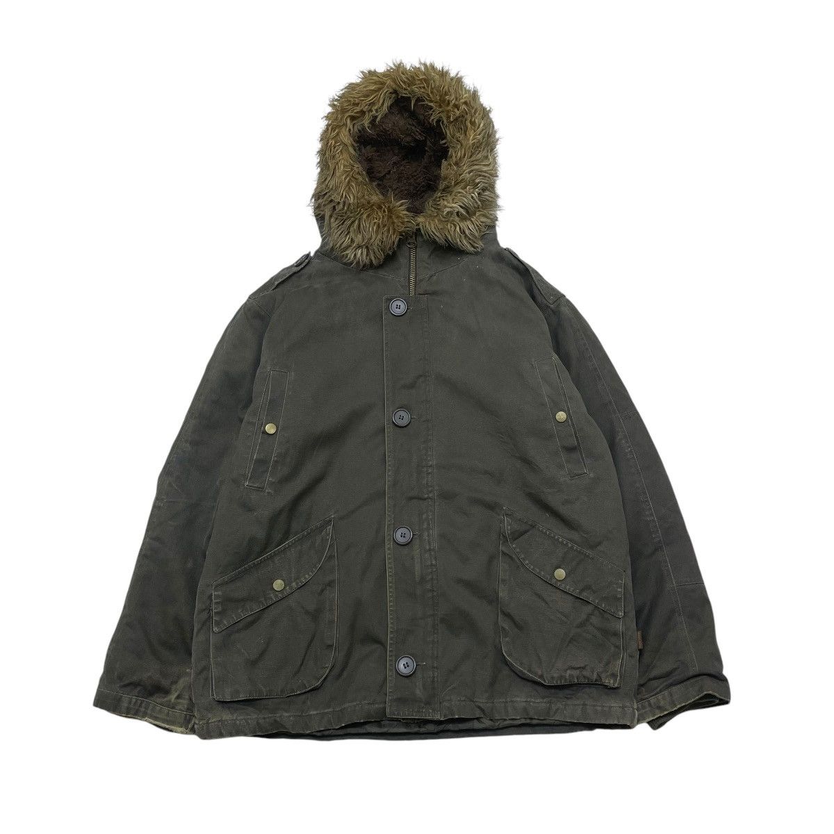 Le Grande Bleu (L.G.B.) 💥Vintage Woolrich Distressed Faux Fur Parka Hooded Jacket Size US M / EU 48-50 / 2 - 1 Thumbnail