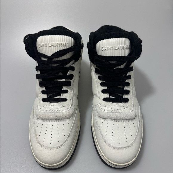 Saint Laurent Paris Saint Laurent SL-80 Mid Top Sneakers White Black Men’s EU 42 Size US 9 / EU 42 - 3 Thumbnail