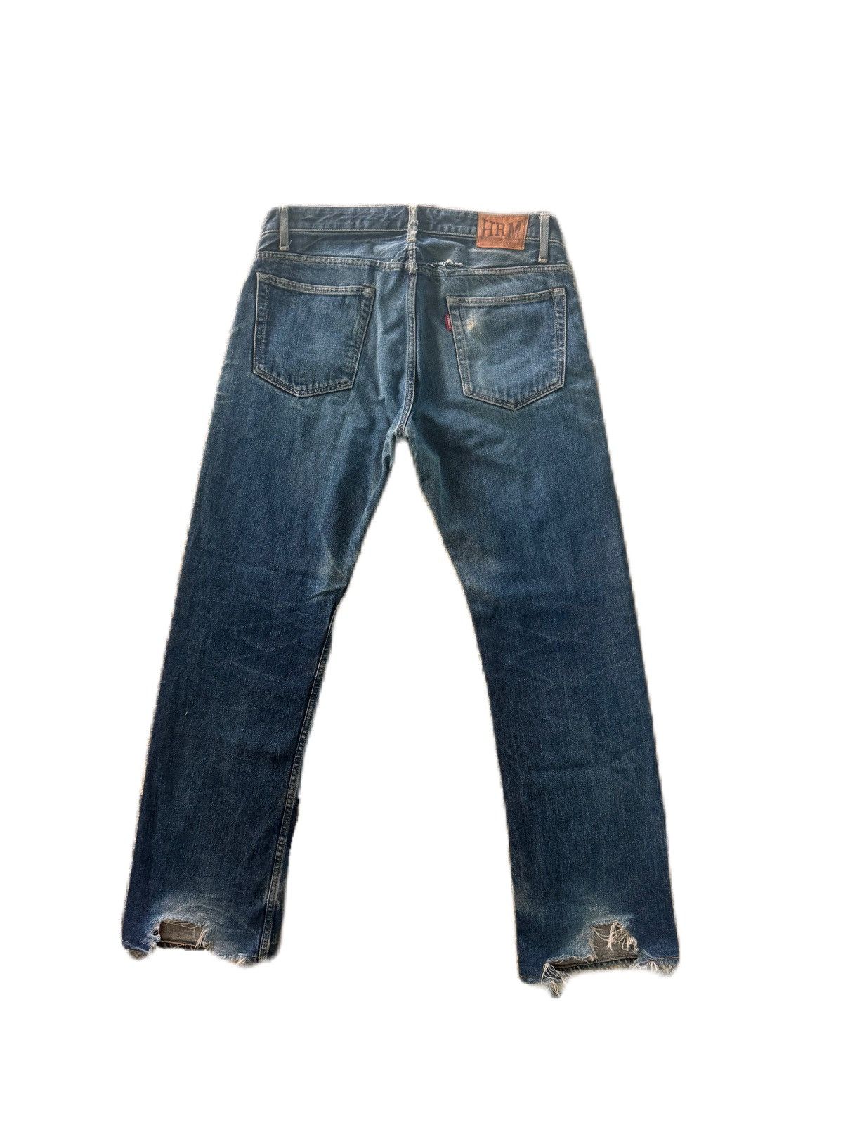 HOLLYWOOD RANCH MARKET Japan Brand HRM Distress Denim Blue-Blue Japan Design Size US 34 / EU 50 - 6 Thumbnail