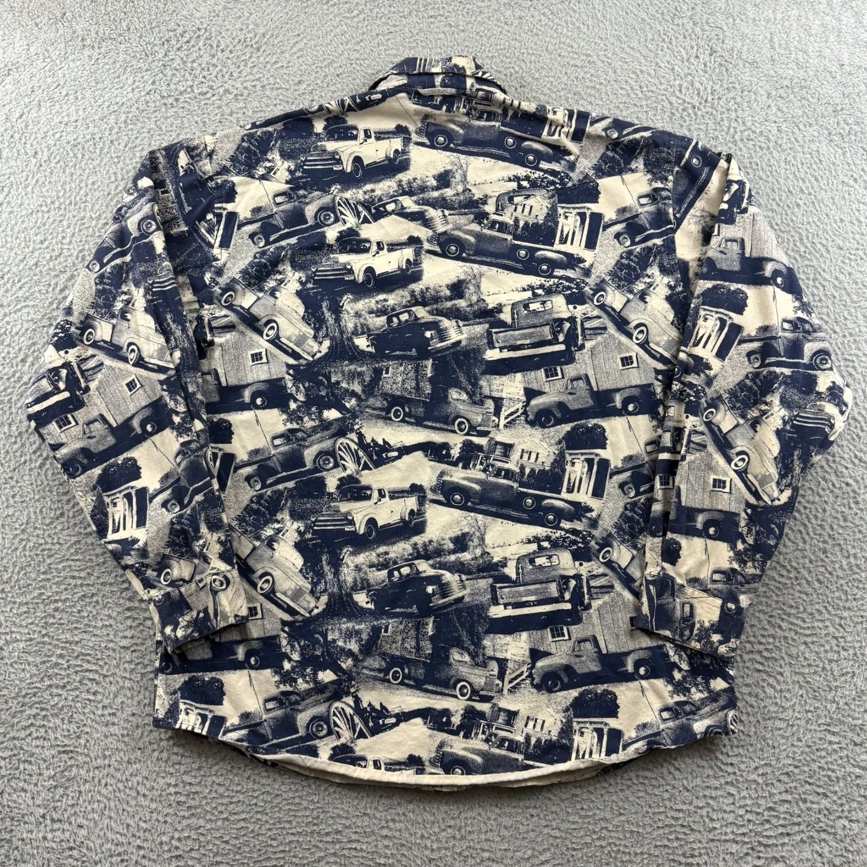 Tommy Hilfiger VINTAGE Tommy Hilfiger Shirt Men XL Car Print 90s Classic Pearl Snap Long Sleeve Blue Cotton Graphic Print Cars Mens XL Blue Size US XL / EU 56 / 4 - 7 Thumbnail