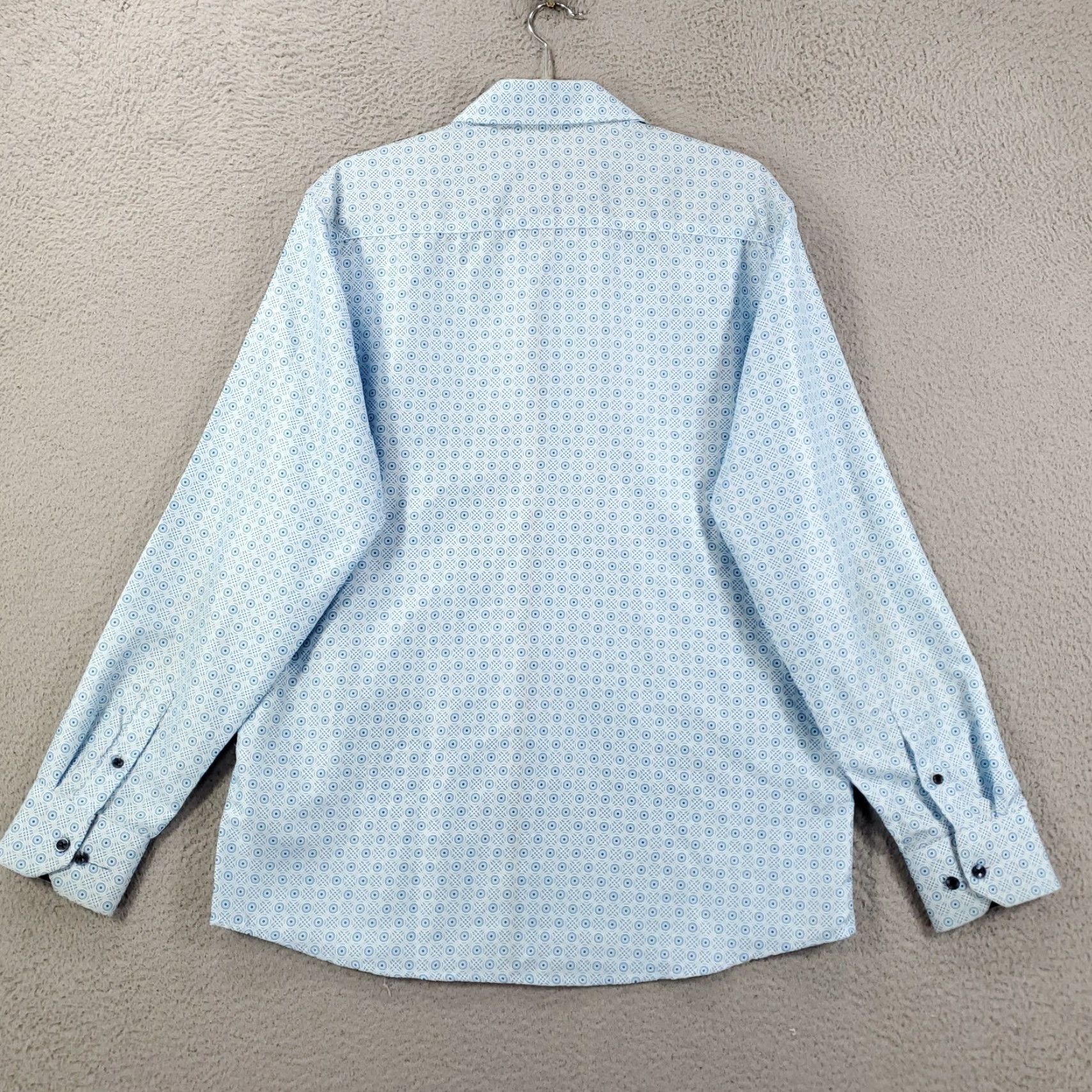 Vintage Silverstone Button-Up Shirt XL Mens Blue White Geometric Pattern Slim Modern Fit Casual Business Size US XL / EU 56 / 4 - 8 Thumbnail