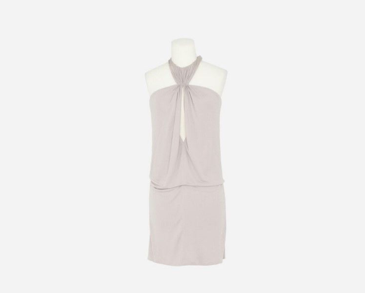 Saint Laurent Paris o1b1hav111224 Robe Jersey Crepe Fluide Mini Dress in Taupe Size S / US 4 / IT 40 - 1 Preview